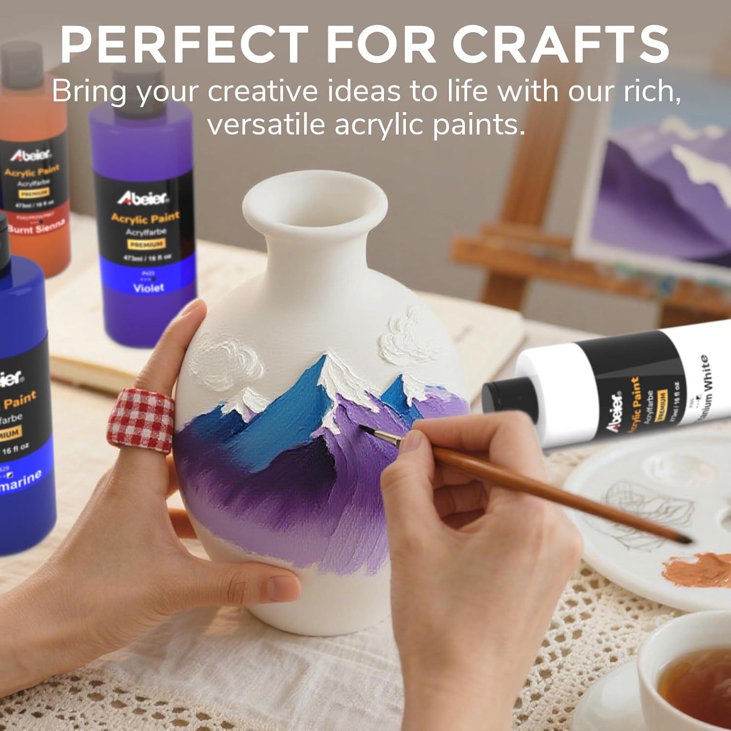 Set de Pintura Acrílica ABEIER 15 Colores 473ml Mate No Tóxica