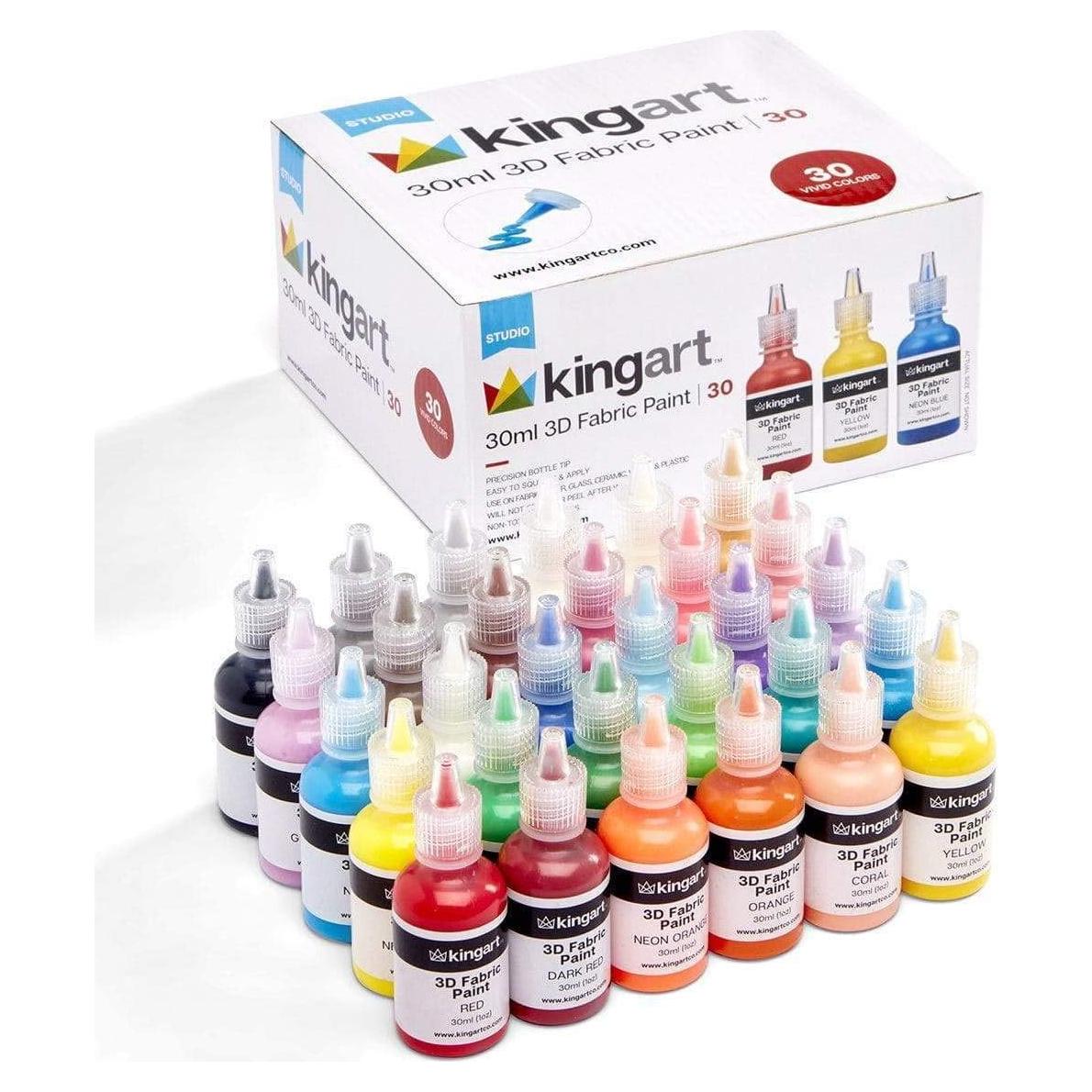 Set de Pintura Textil KINGART 30 Colores 30ml A Prueba de Lavadora