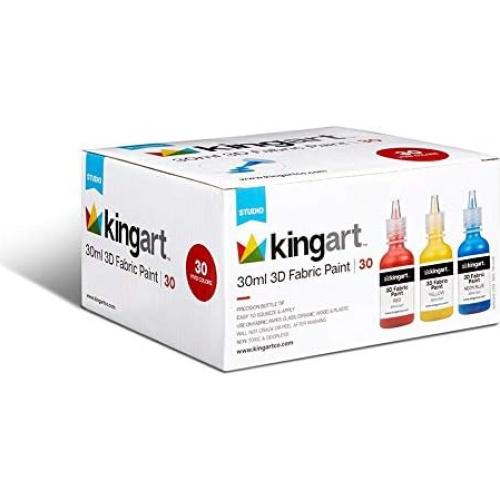 Set de Pintura Textil KINGART 30 Colores 30ml A Prueba de Lavadora