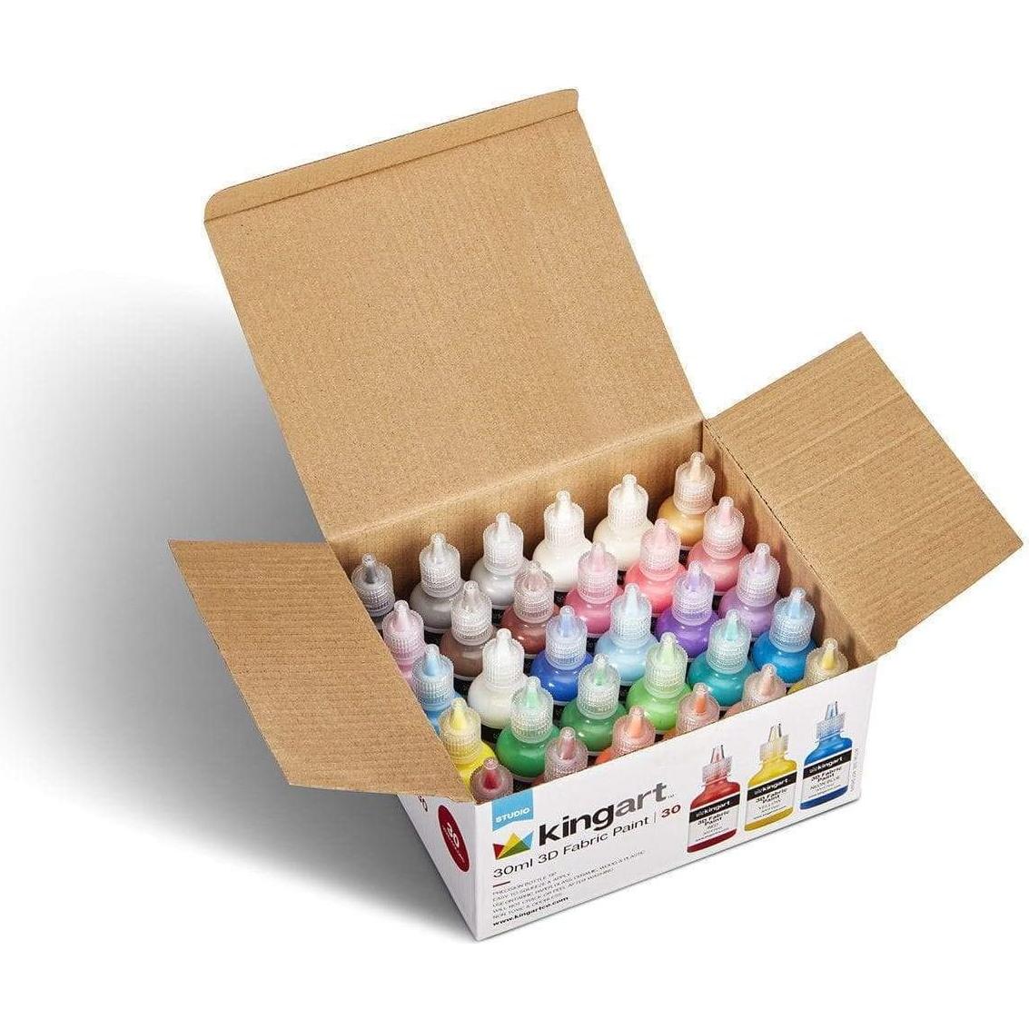 Set de Pintura Textil KINGART 30 Colores 30ml A Prueba de Lavadora