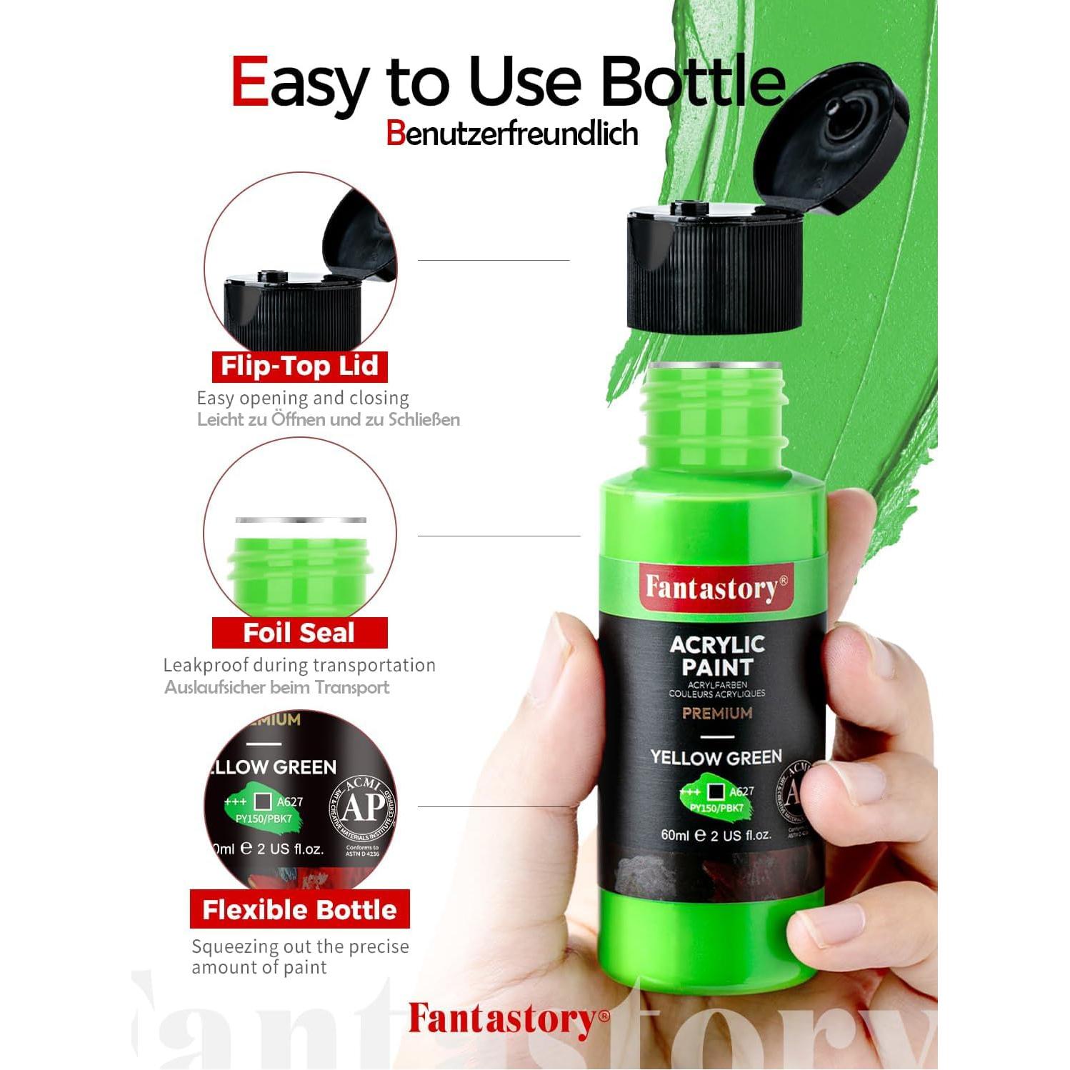 Juego de Pintura Acrílica Fantastory 24 Colores 60ml con Pinceles