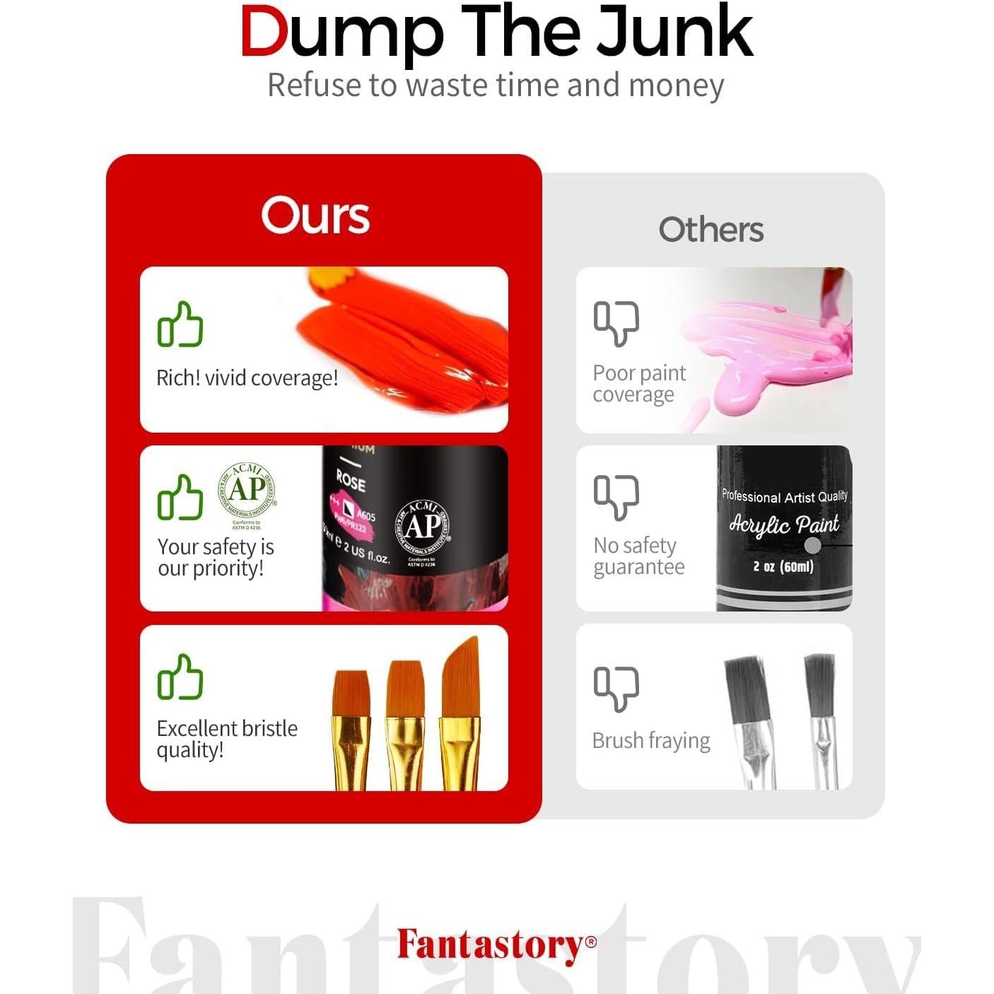 Juego de Pintura Acrílica Fantastory 24 Colores 60ml con Pinceles