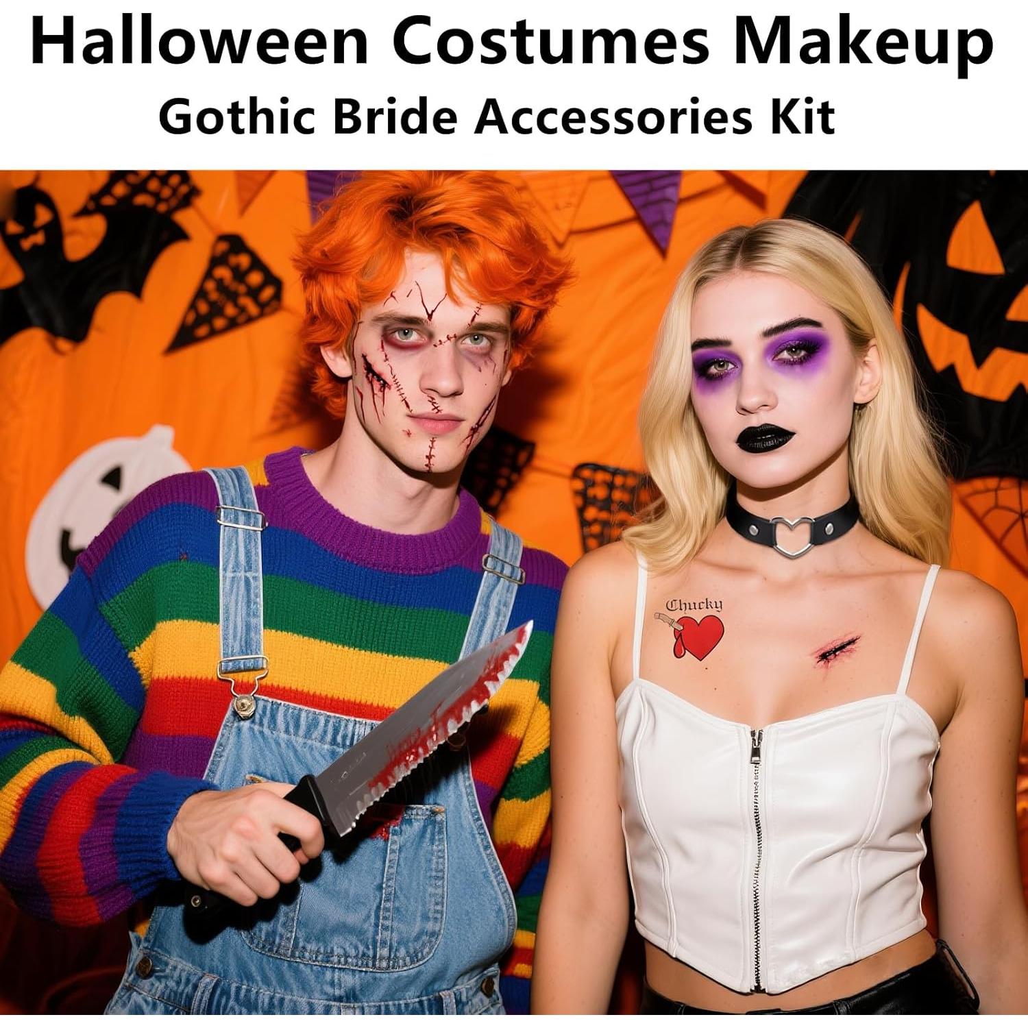 Kit de Maquillaje de Novia Gótica Halloween Go Ho - 4 Piezas