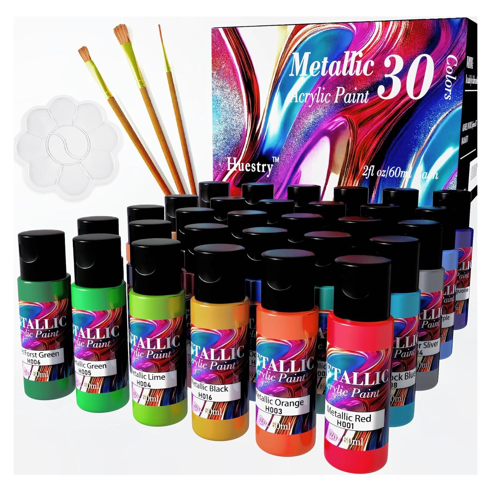 Juego de Pintura Acrílica Metálica Huestry 30 Colores 60 oz