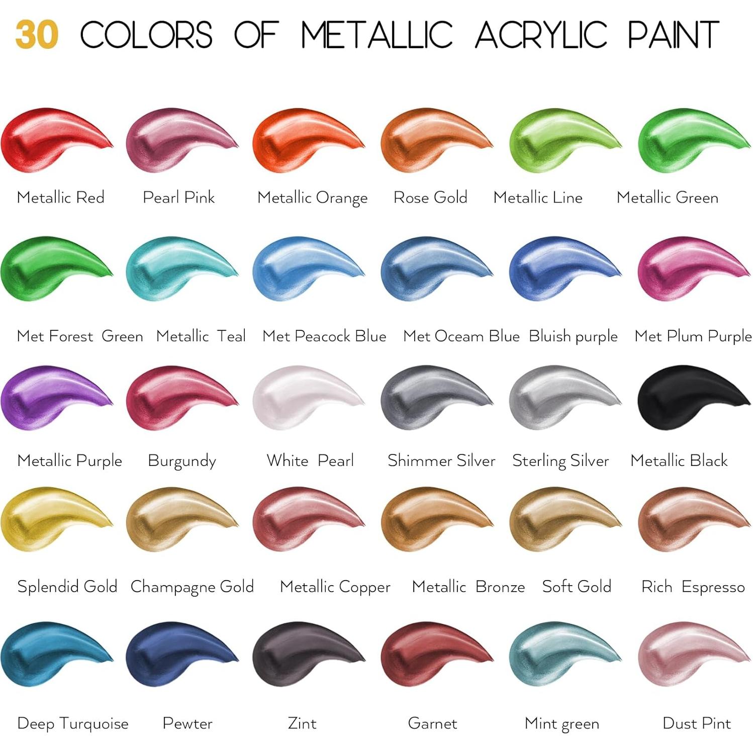 Juego de Pintura Acrílica Metálica Huestry 30 Colores 60 oz