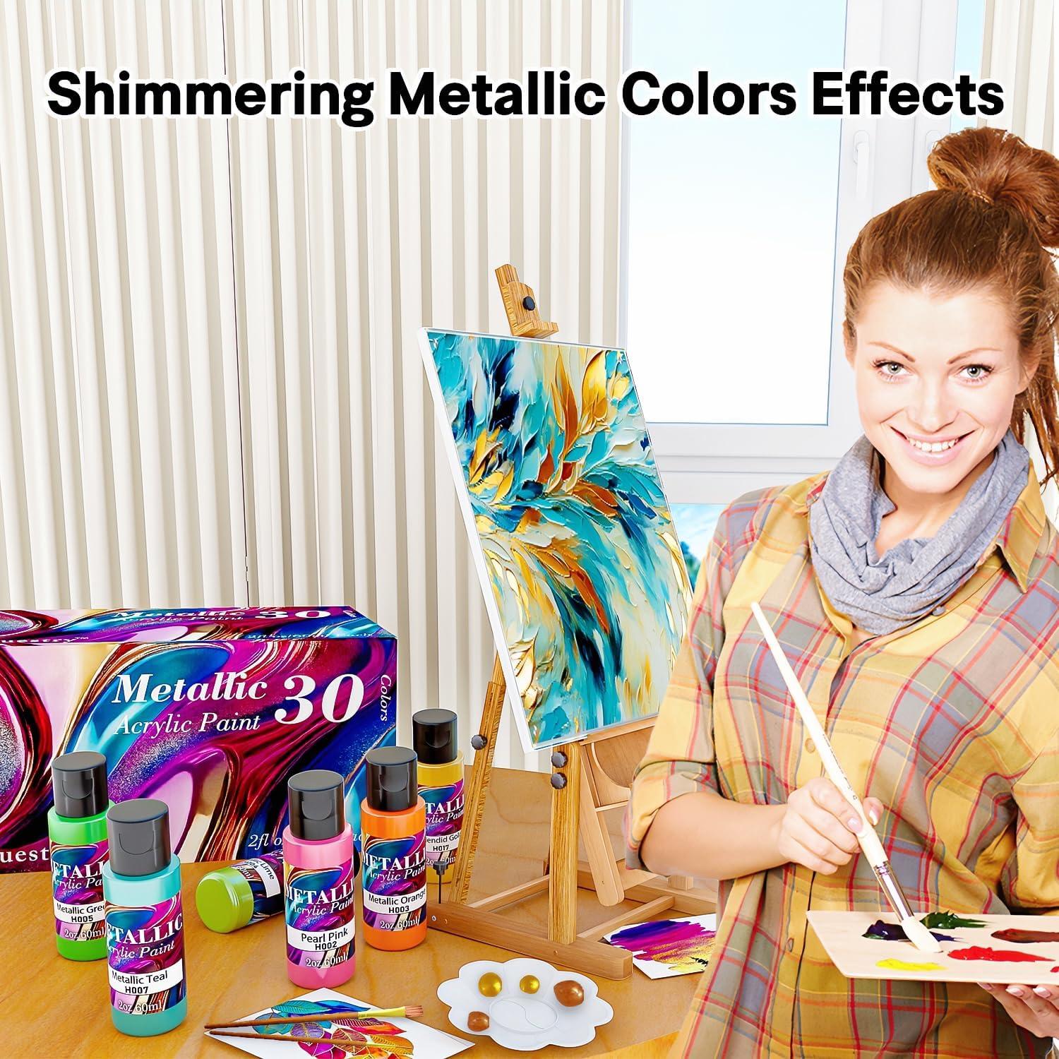 Juego de Pintura Acrílica Metálica Huestry 30 Colores 60 oz