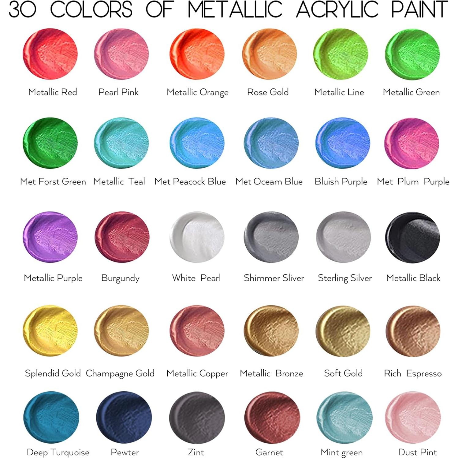 Juego de Pintura Acrílica Metálica HissiCo 30 Colores 60 ml