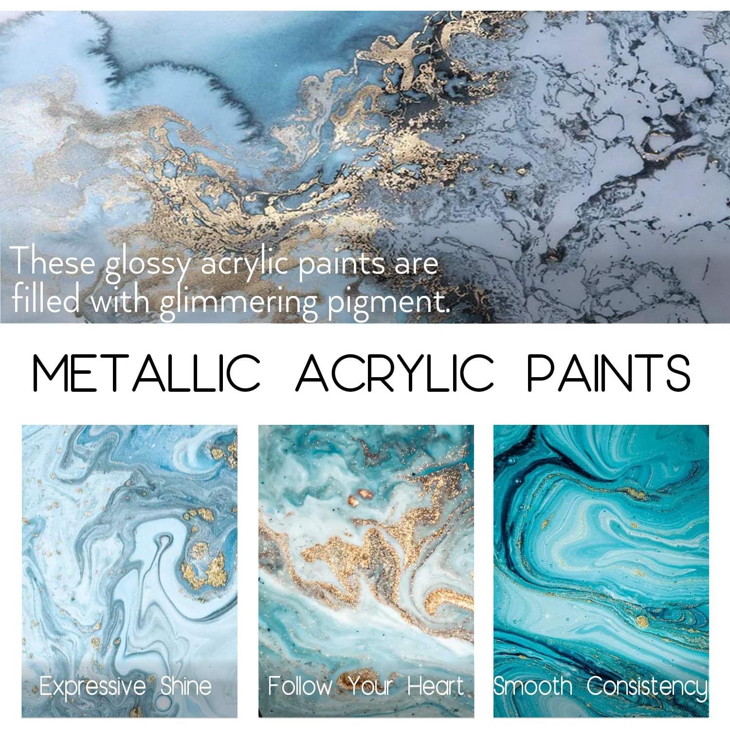 Juego de Pintura Acrílica Metálica HissiCo 30 Colores 60 ml