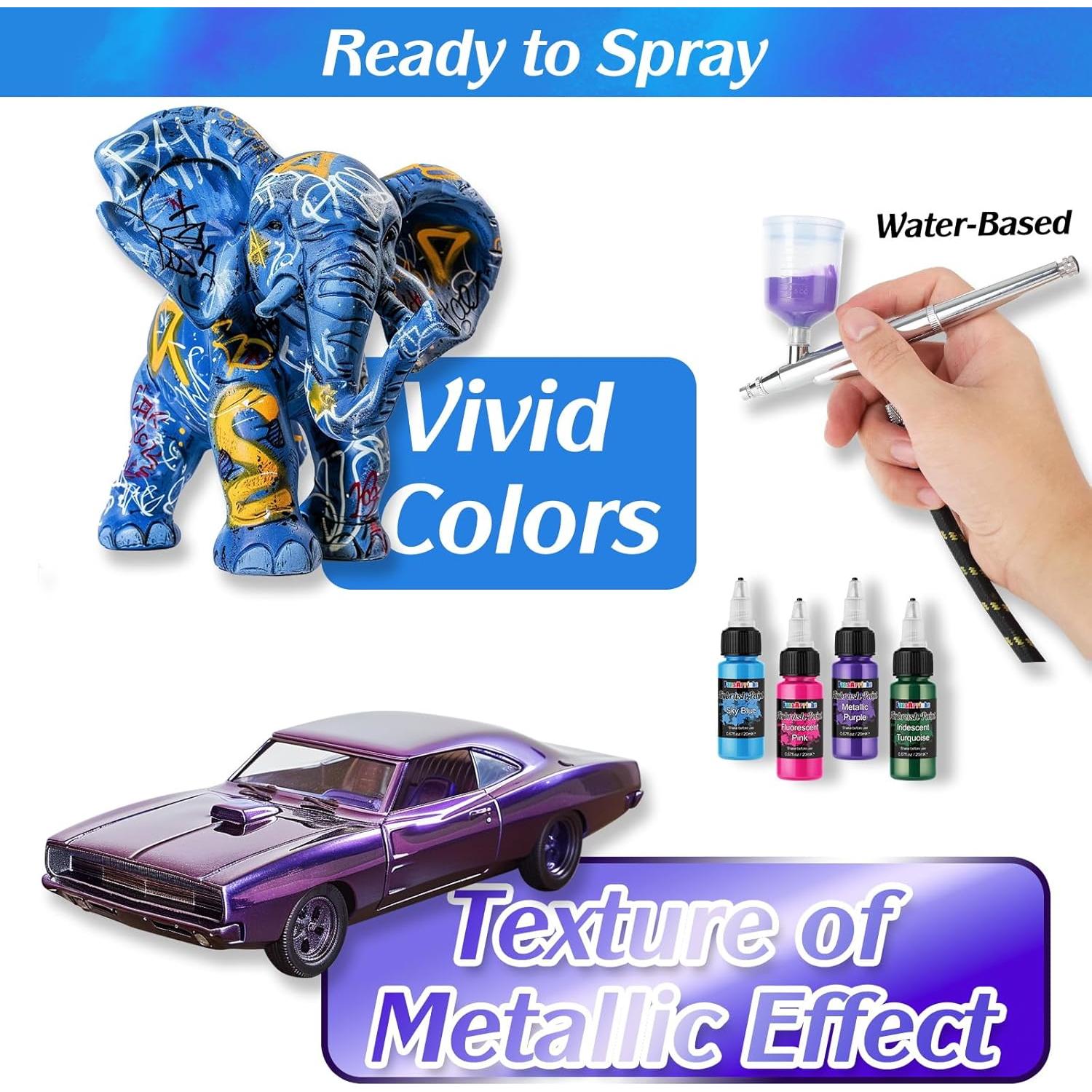 Set de Pintura Acrílica para Aerógrafo FansArriche 44 Colores 20 ml