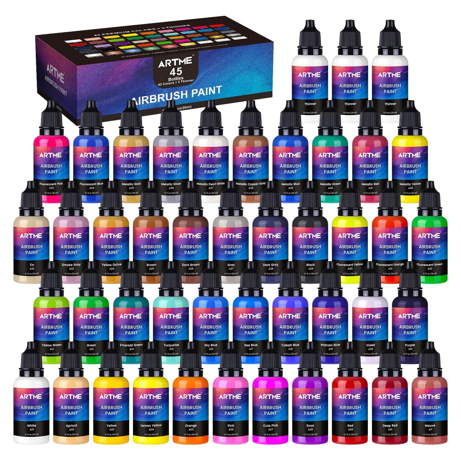 Set de Pintura Aerográfica ARTME 42 Colores Acrílico 20ml
