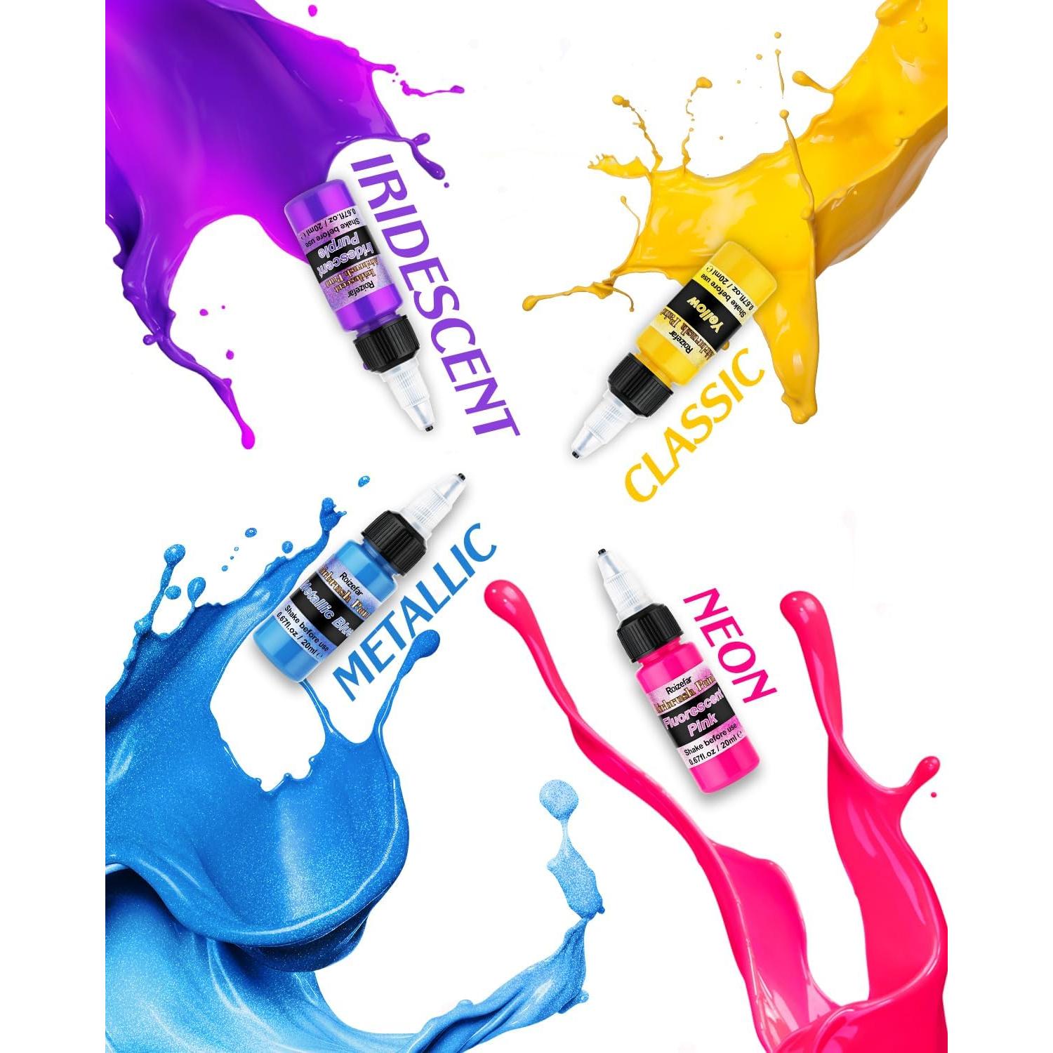Set de Pintura Airbrush Roizefar 44 Colores 20ml Acrílicas