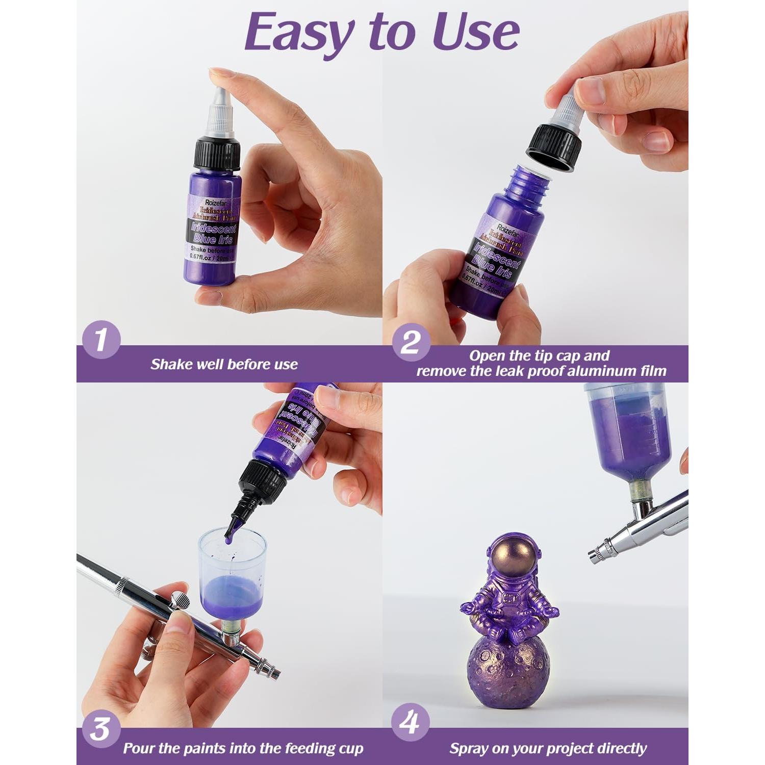 Set de Pintura Airbrush Roizefar 44 Colores 20ml Acrílicas