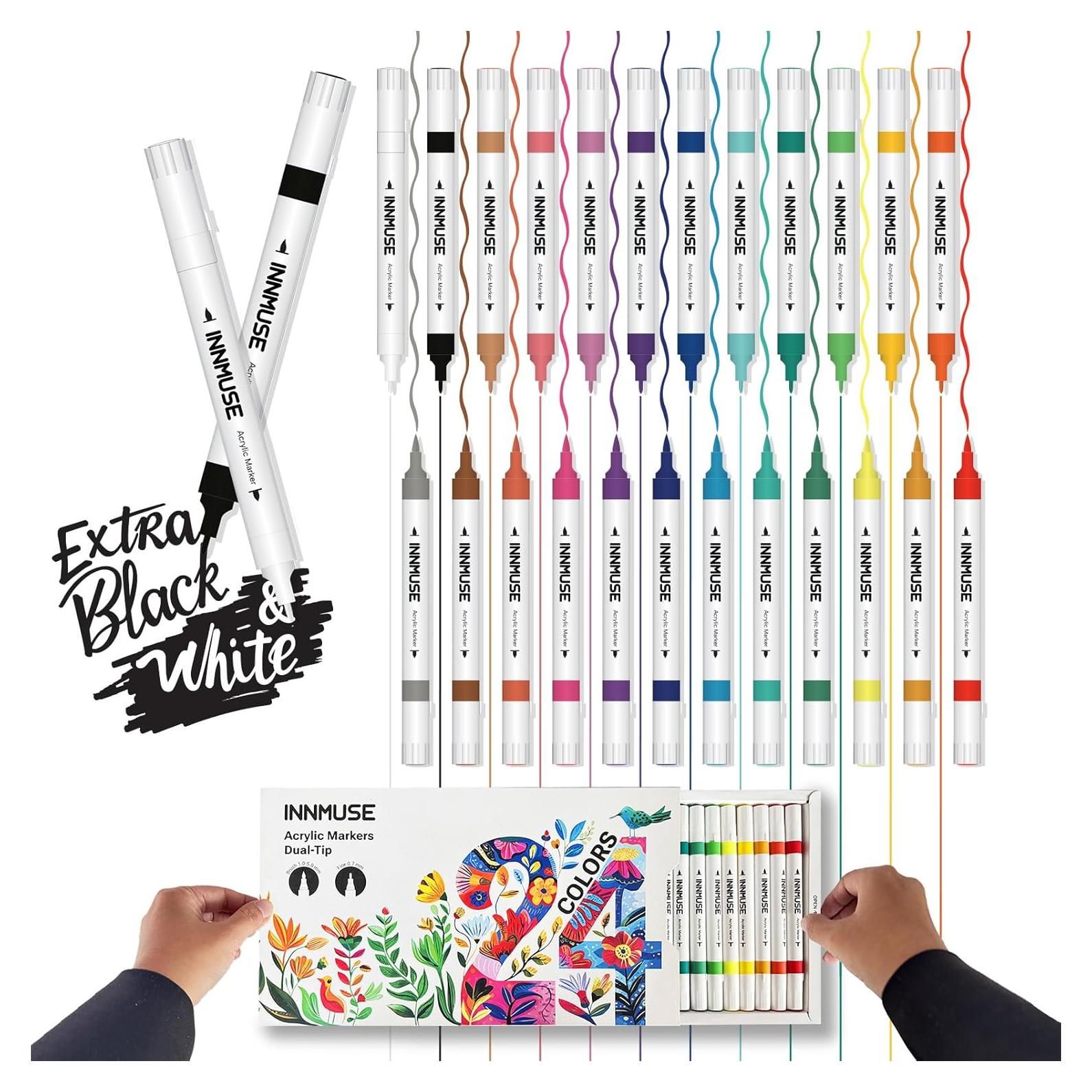 Juego de 26 Marcadores Acrílicos Innmuse Doble Punta 0.7mm