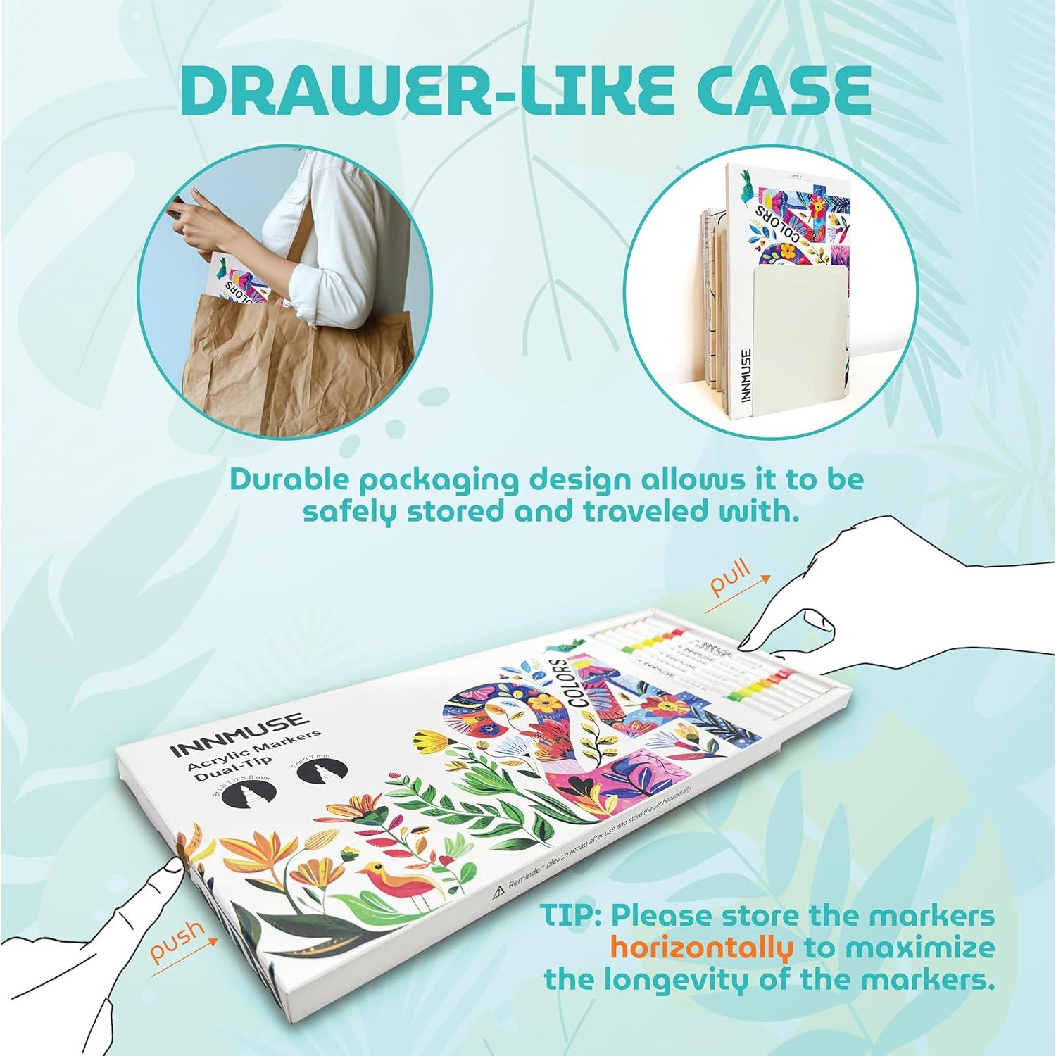 Juego de 26 Marcadores Acrílicos Innmuse Doble Punta 0.7mm