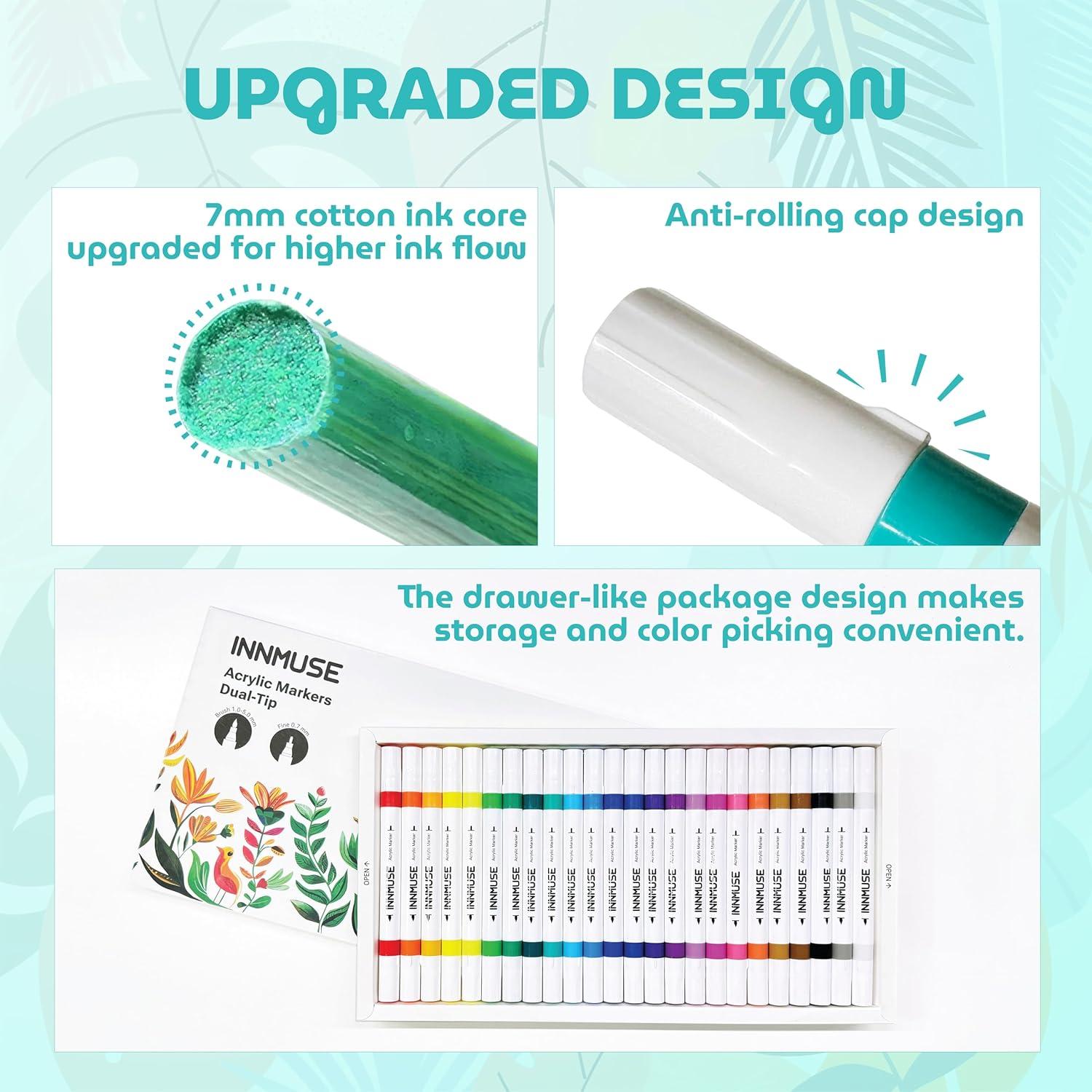 Juego de 26 Marcadores Acrílicos Innmuse Doble Punta 0.7mm