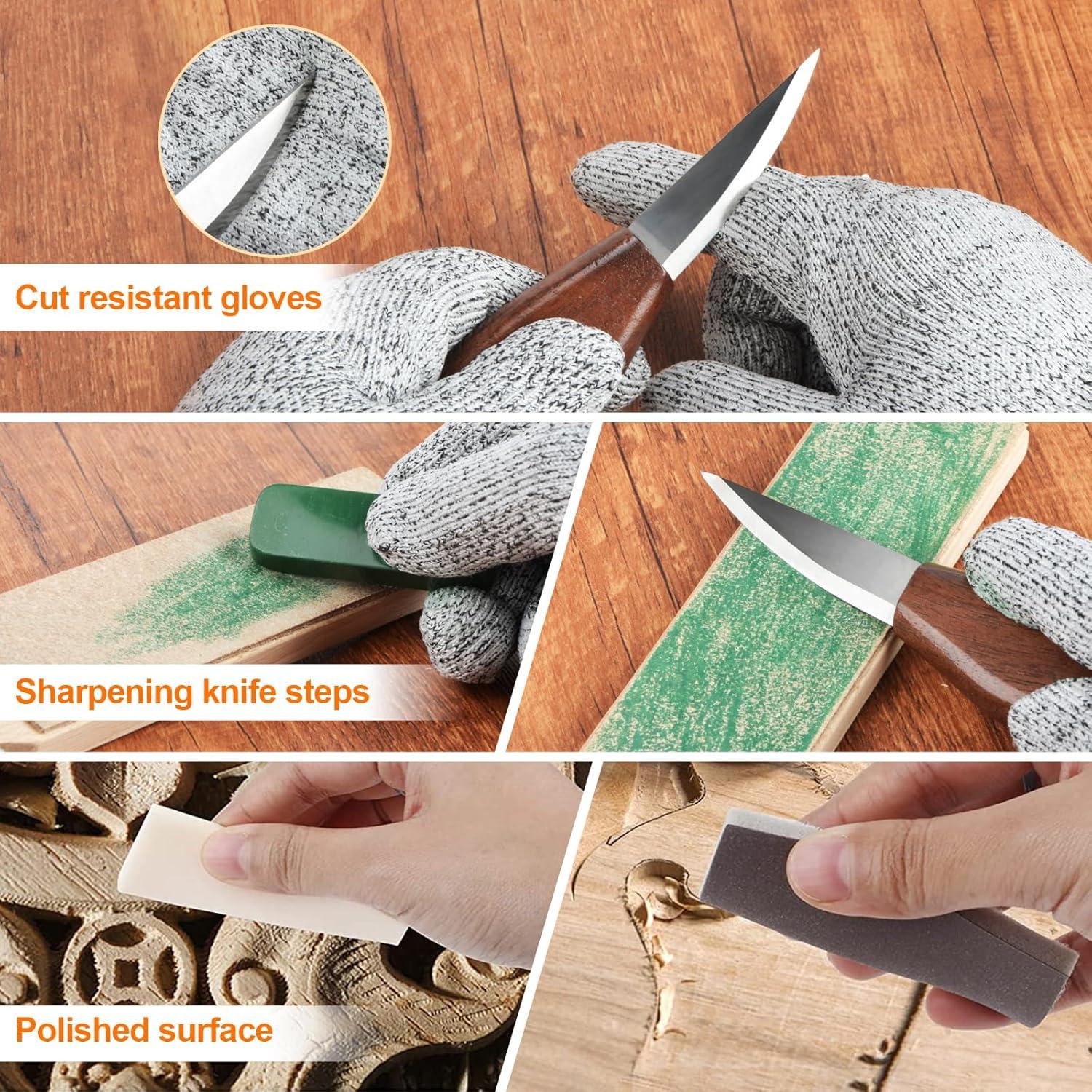 Kit de Tallado en Madera Olerqzer 56 Piezas para Principiantes