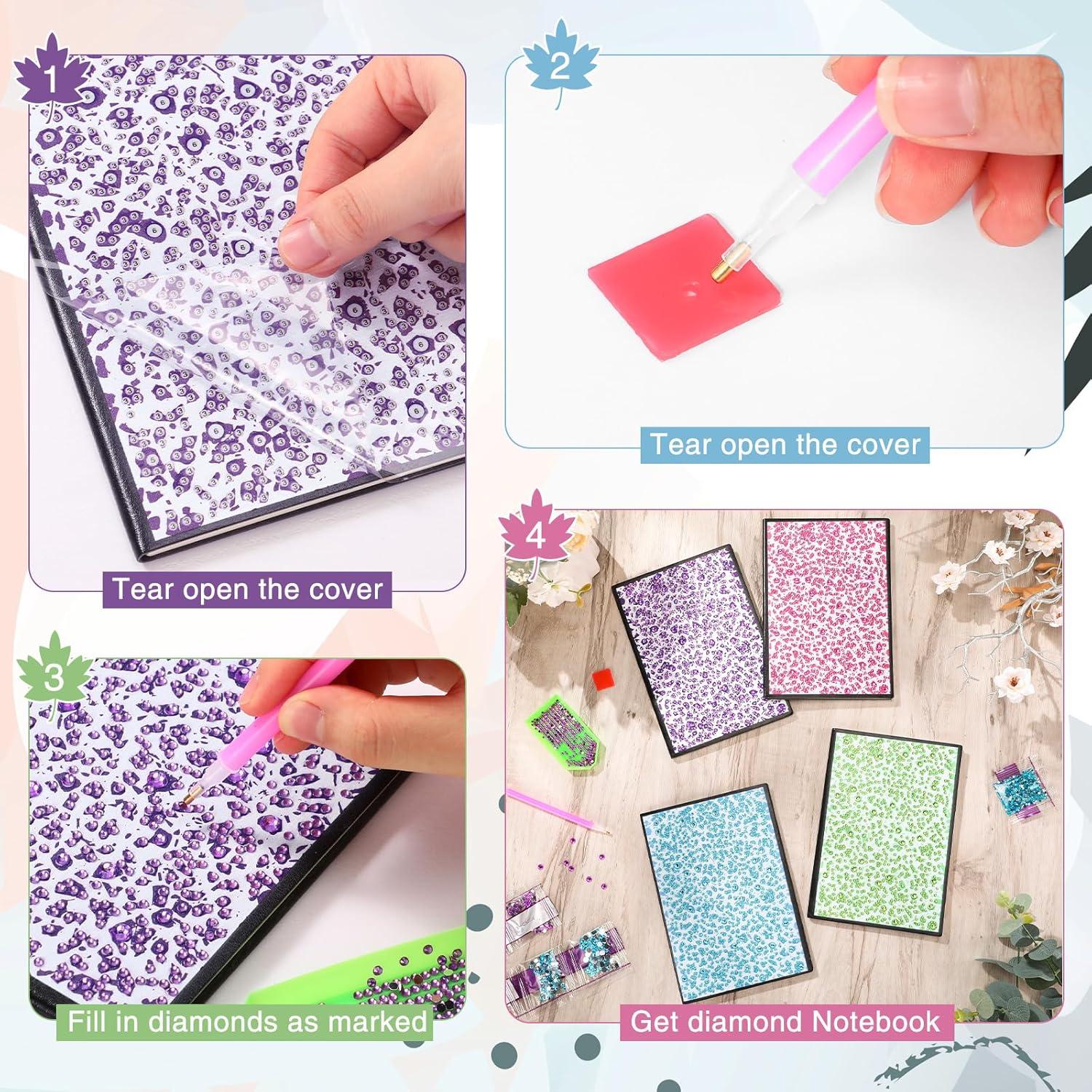 Kit de Cuadernos de Pintura de Diamante Mooliwe 4 Pcs A5