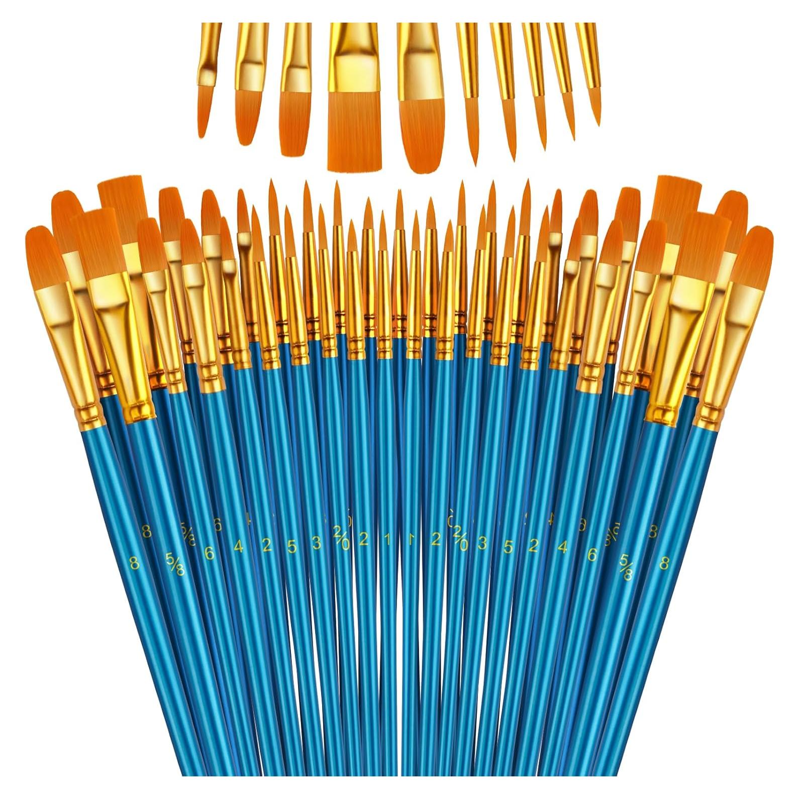 Juego de Pinceles de Pintura LIDCOM 50 Pcs Nylon Azul