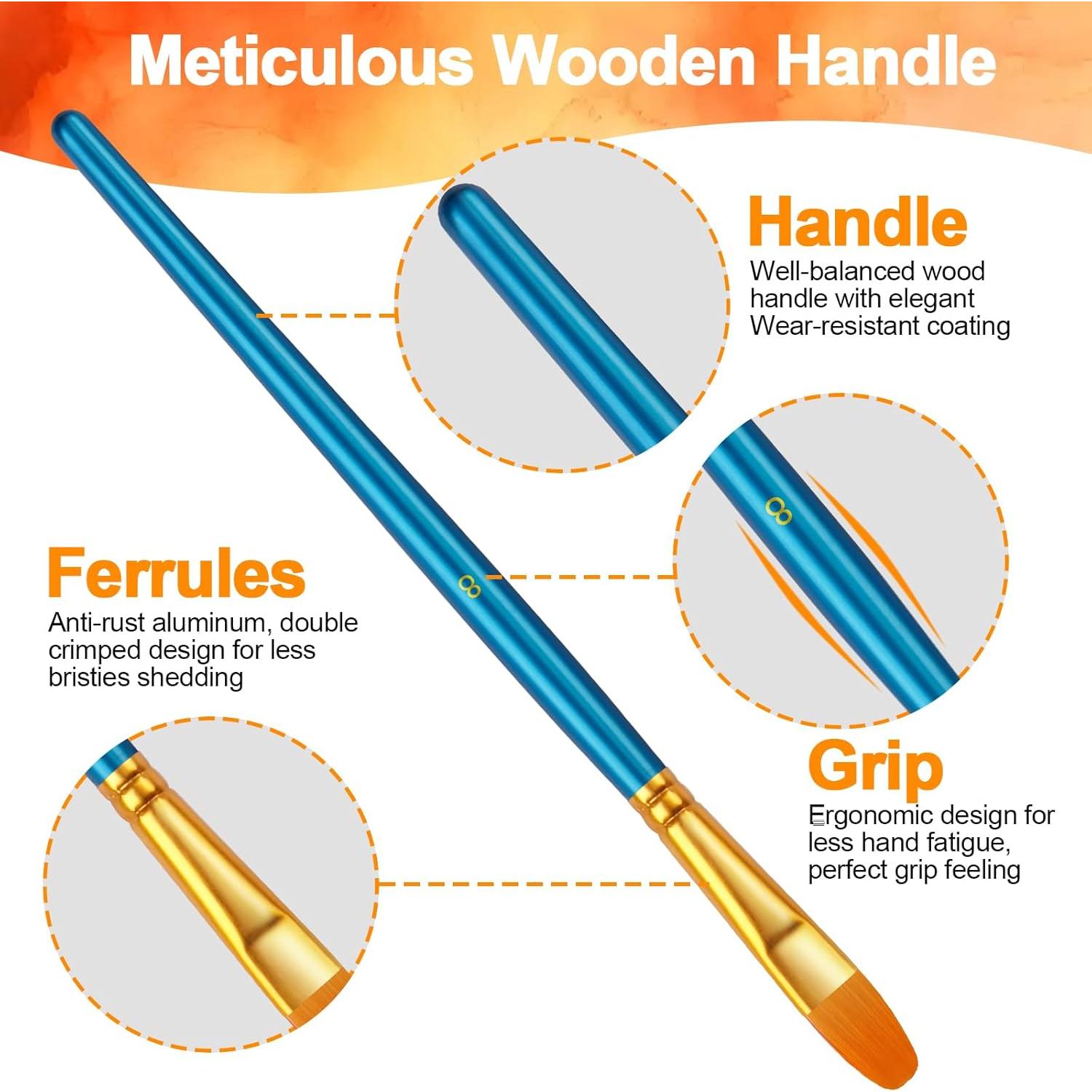 Juego de Pinceles de Pintura LIDCOM 50 Pcs Nylon Azul