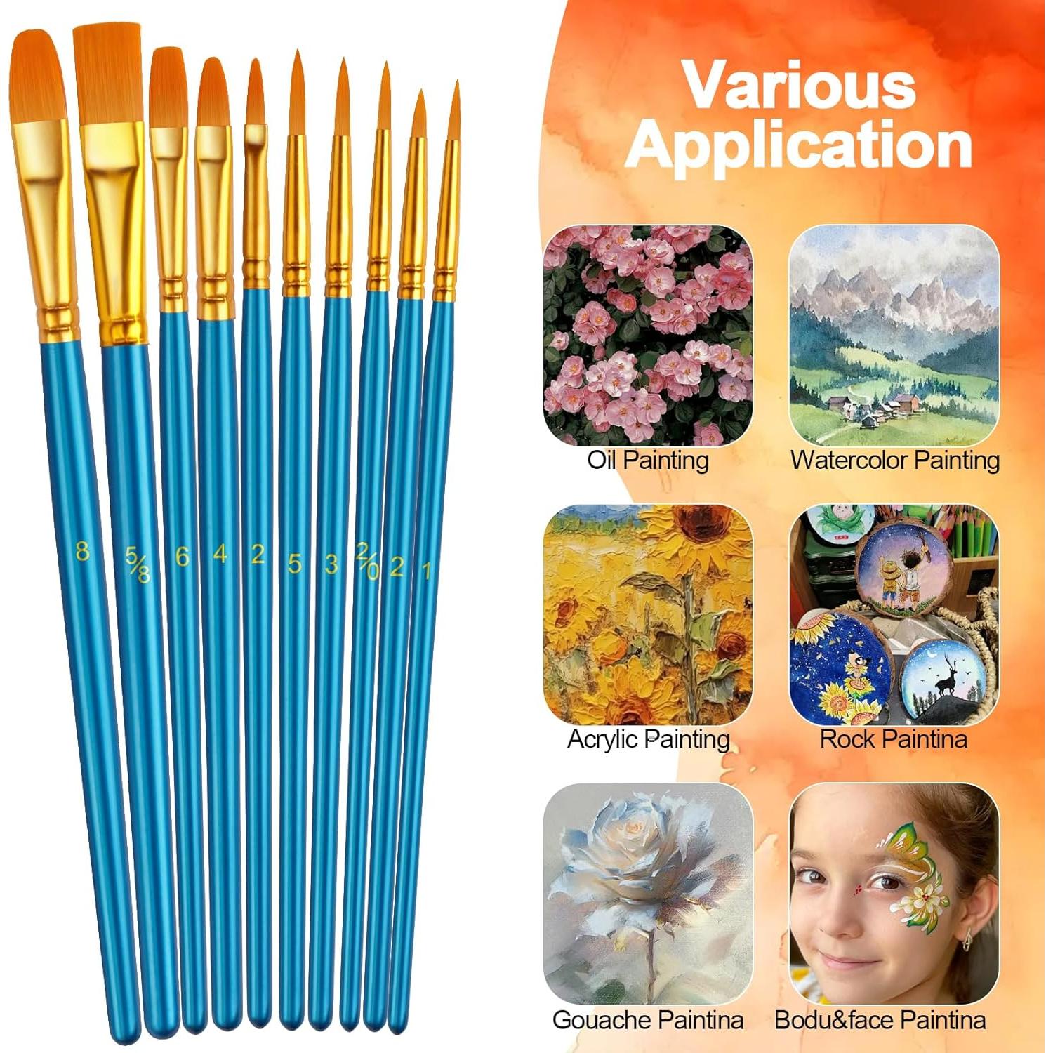 Juego de Pinceles de Pintura LIDCOM 50 Pcs Nylon Azul