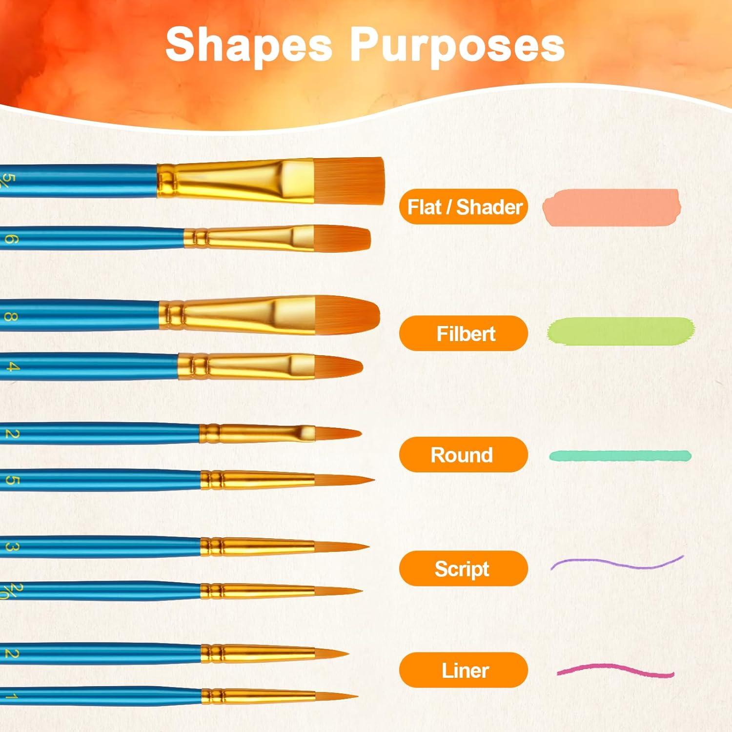 Juego de Pinceles de Pintura LIDCOM 50 Pcs Nylon Azul