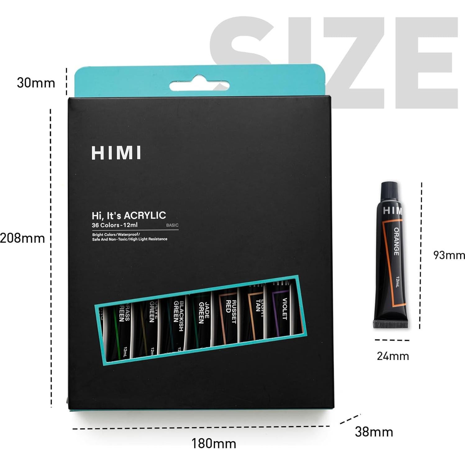 HIMI Pintura Acrílica 36 Colores 12ml No Tóxica para Manualidades