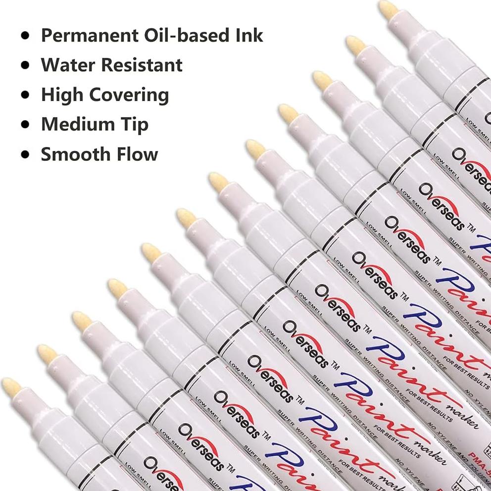 Marcadores de Pintura Blanca Lesun Overseas, Set de 12 Unidades