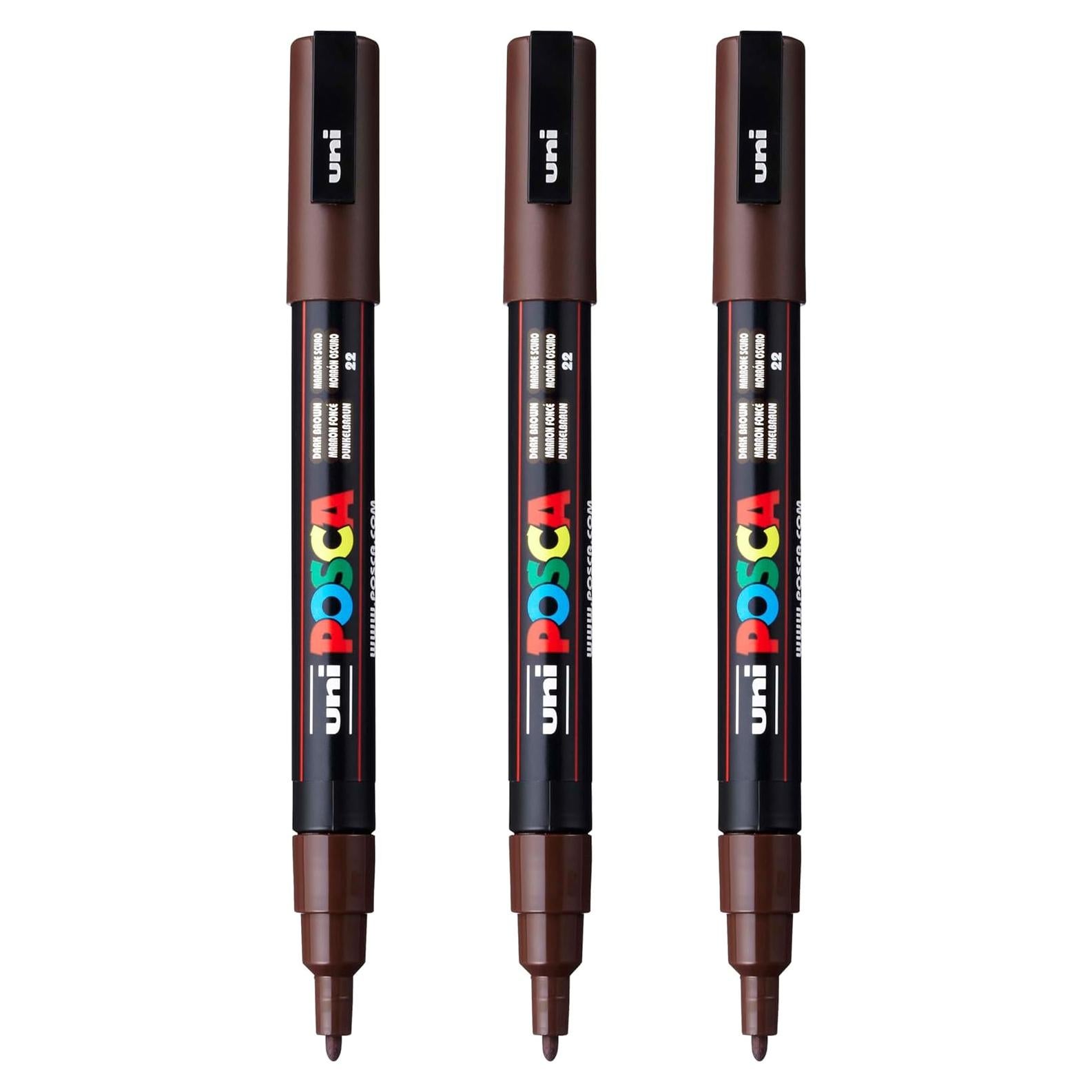Marcadores de Pintura Posca PC-3M Marrón Oscuro 3 Unidades