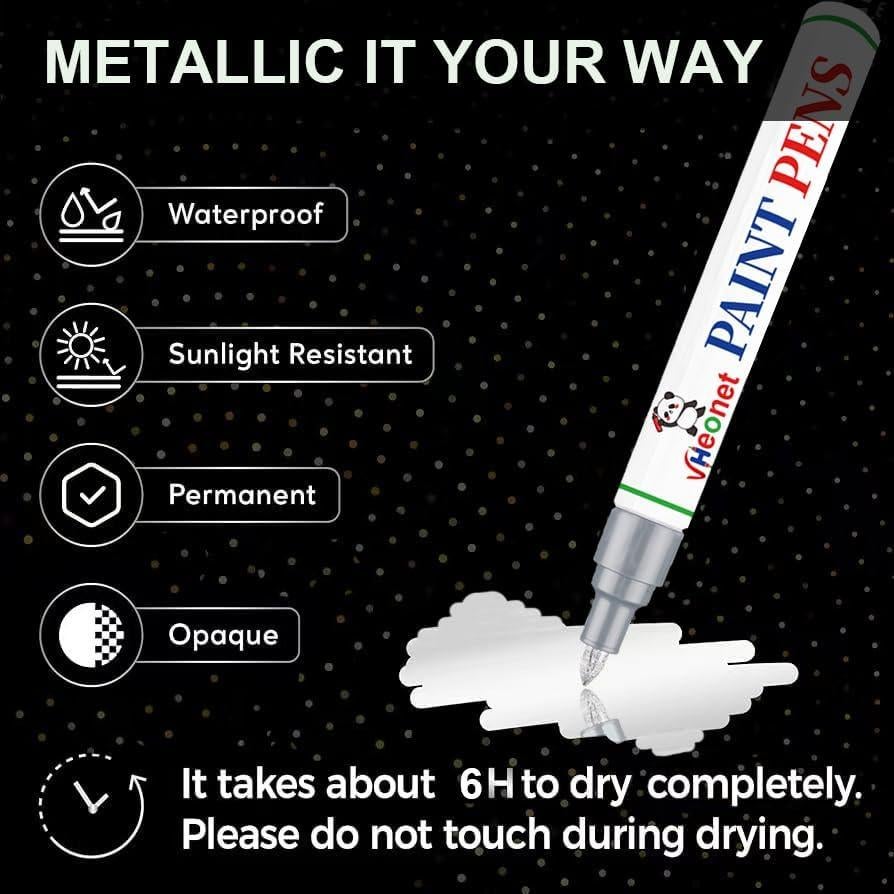 Marcadores de Pintura Metálicos VHEONET - 6 Pzas Dorado y Plateado