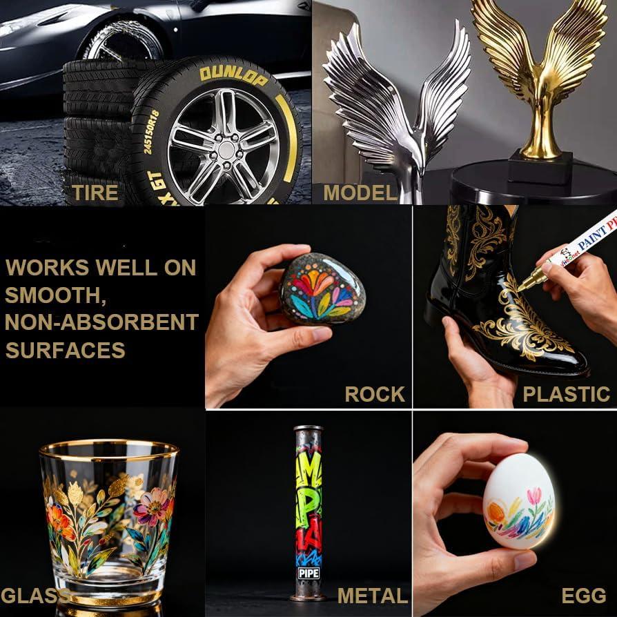 Marcadores de Pintura Metálicos VHEONET - 6 Pzas Dorado y Plateado