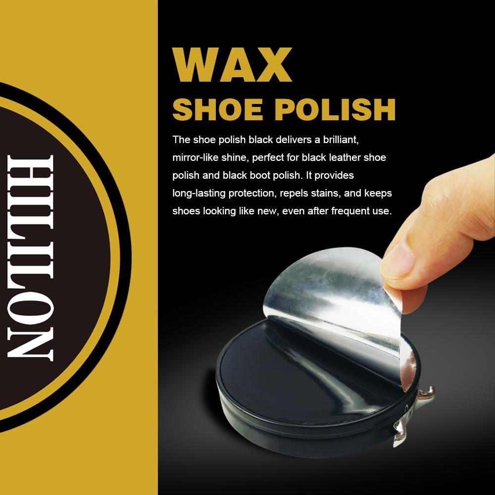 Cera para zapatos negra HILILON 50ml con paño abrillantador