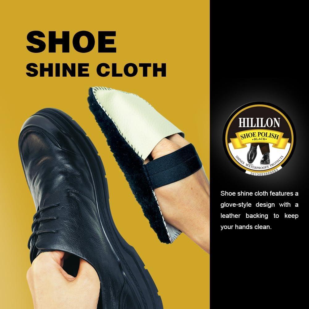 Cera para zapatos negra HILILON 50ml con paño abrillantador