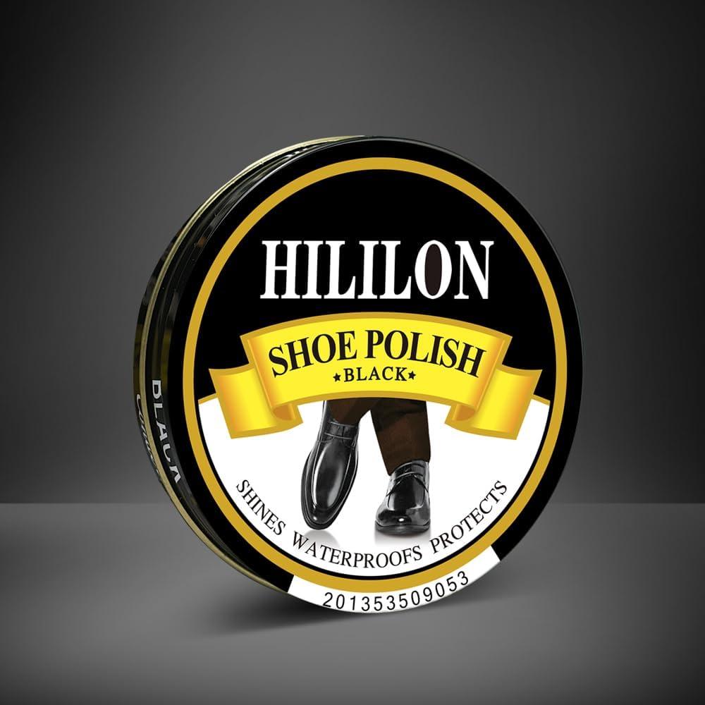 Cera para zapatos negra HILILON 50ml con paño abrillantador
