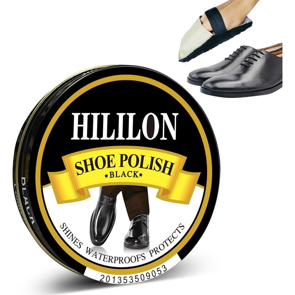 Cera para zapatos negra HILILON 50ml con paño abrillantador