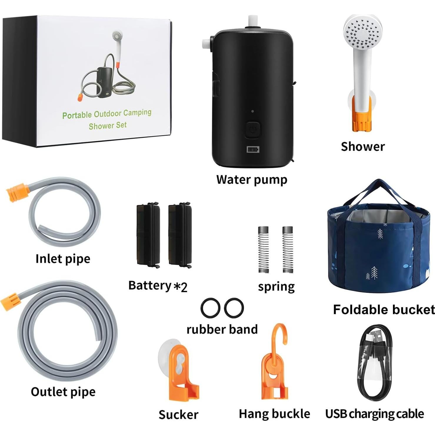 Ducha Portátil B.TAWD S95-2 con Batería 4400mAh y Luz LED