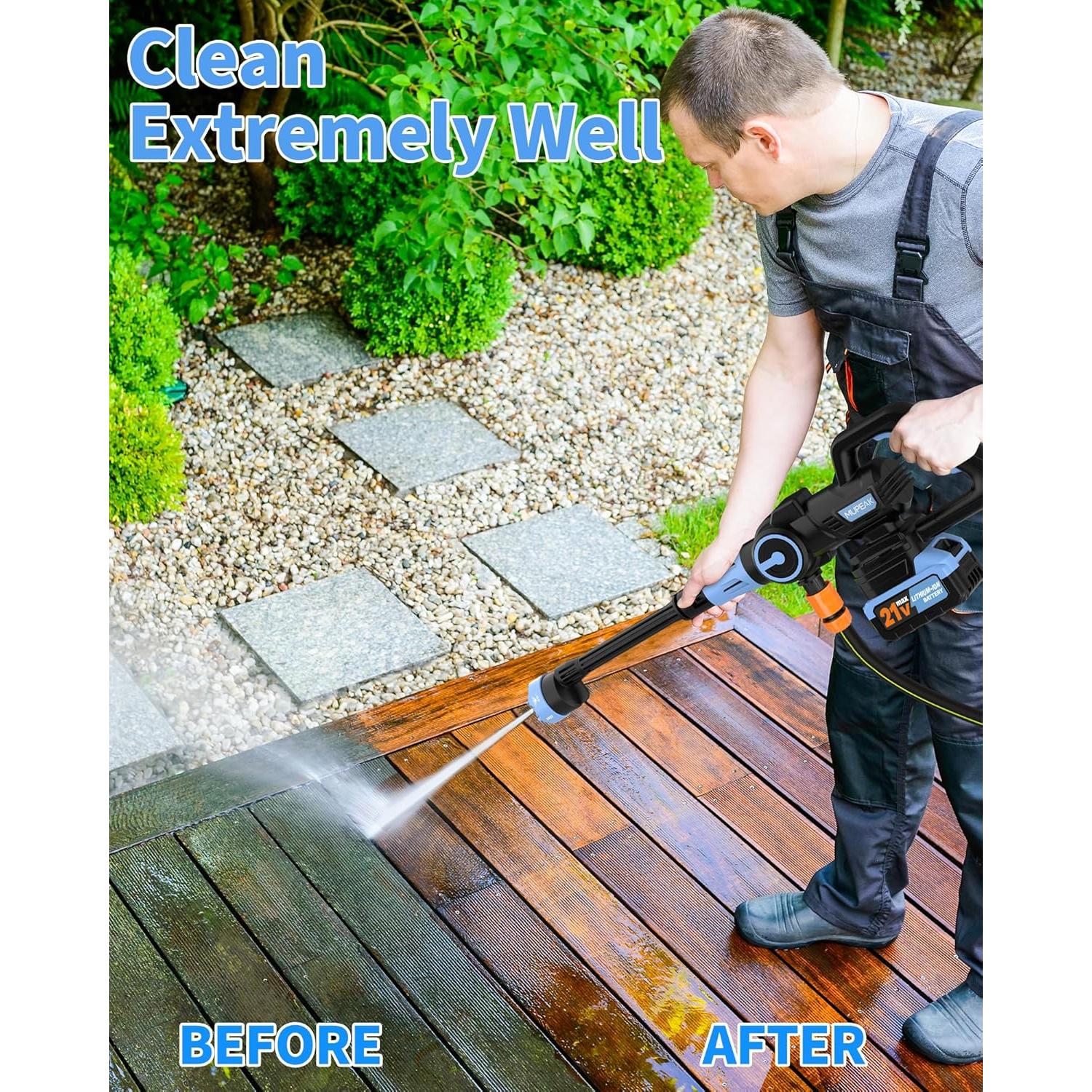 Lavadora a Presión Inalámbrica MUPEAK 1100 PSI 21V 4.0Ah