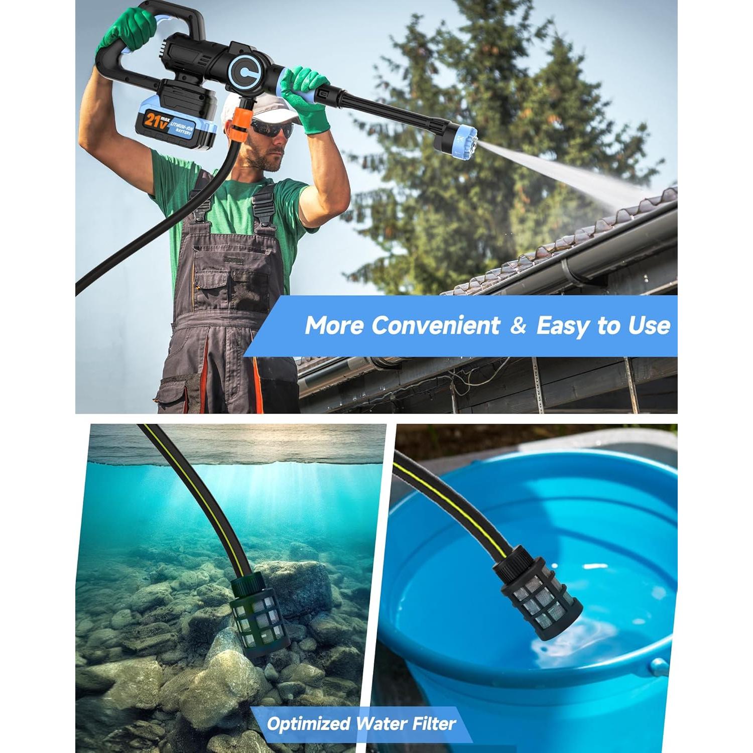 Lavadora a Presión Inalámbrica MUPEAK 1100 PSI 21V 4.0Ah