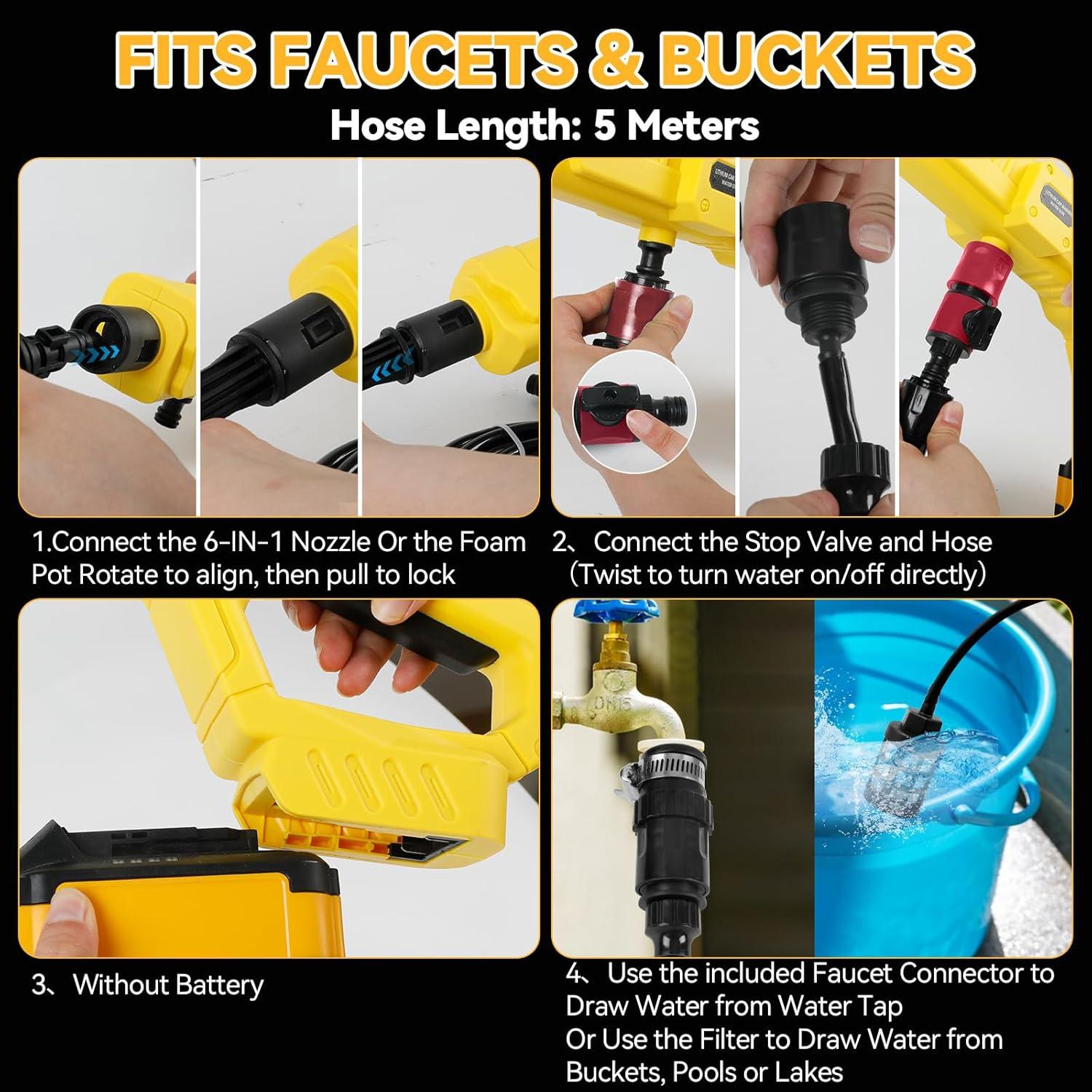 Lavadora a Presión Inalámbrica JOJOCY 1000PSI 6 en 1 Portátil