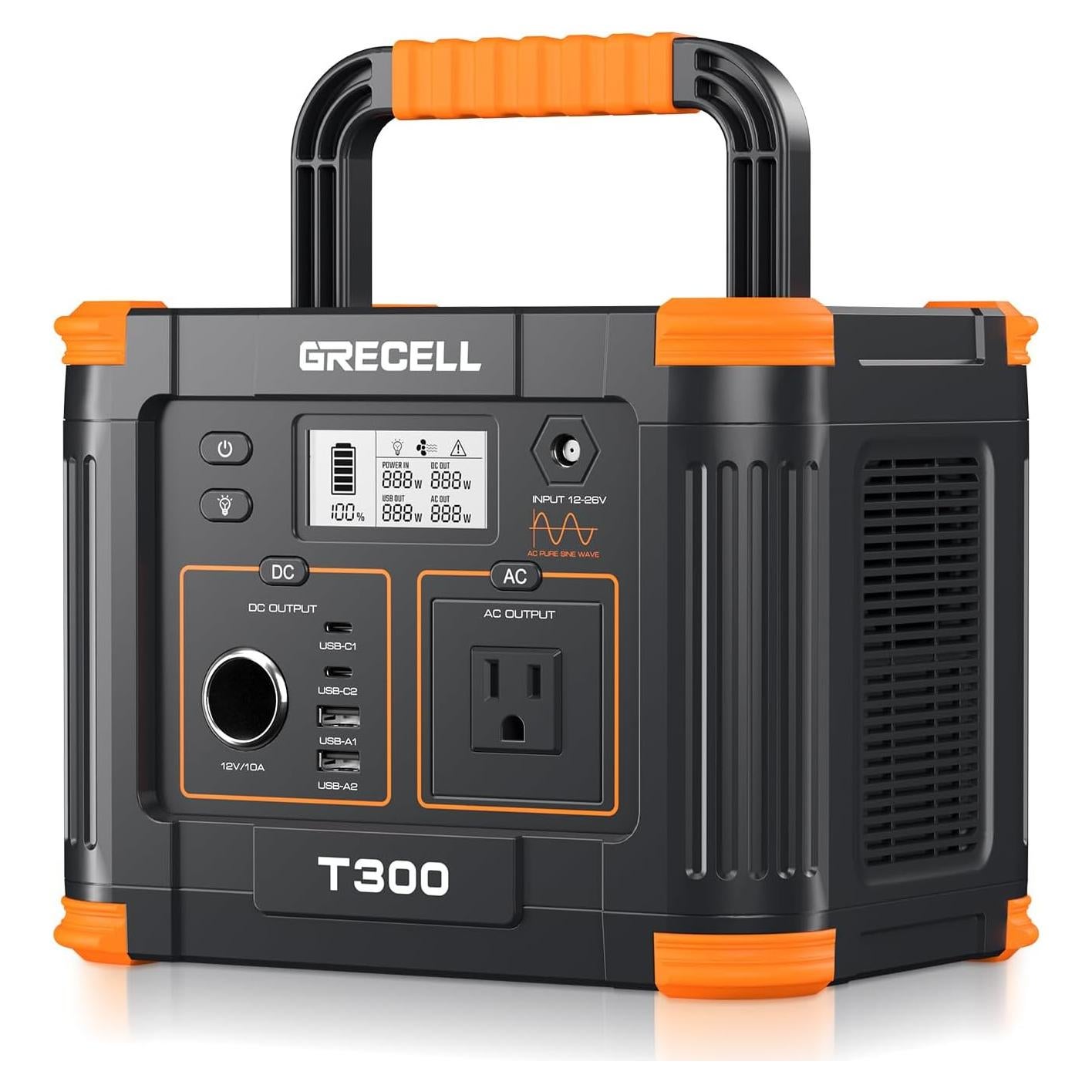 GRECELL Estación de Energía Solar Portátil 300W 230.88Wh