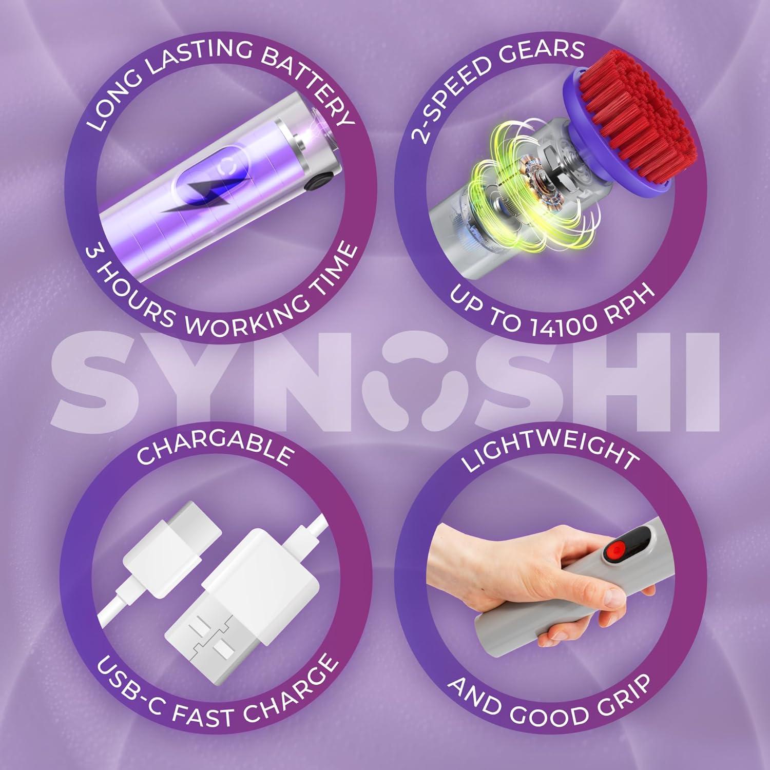 Cepillo Eléctrico de Limpieza Synoshi PRO - Impermeable, 2 Velocidades