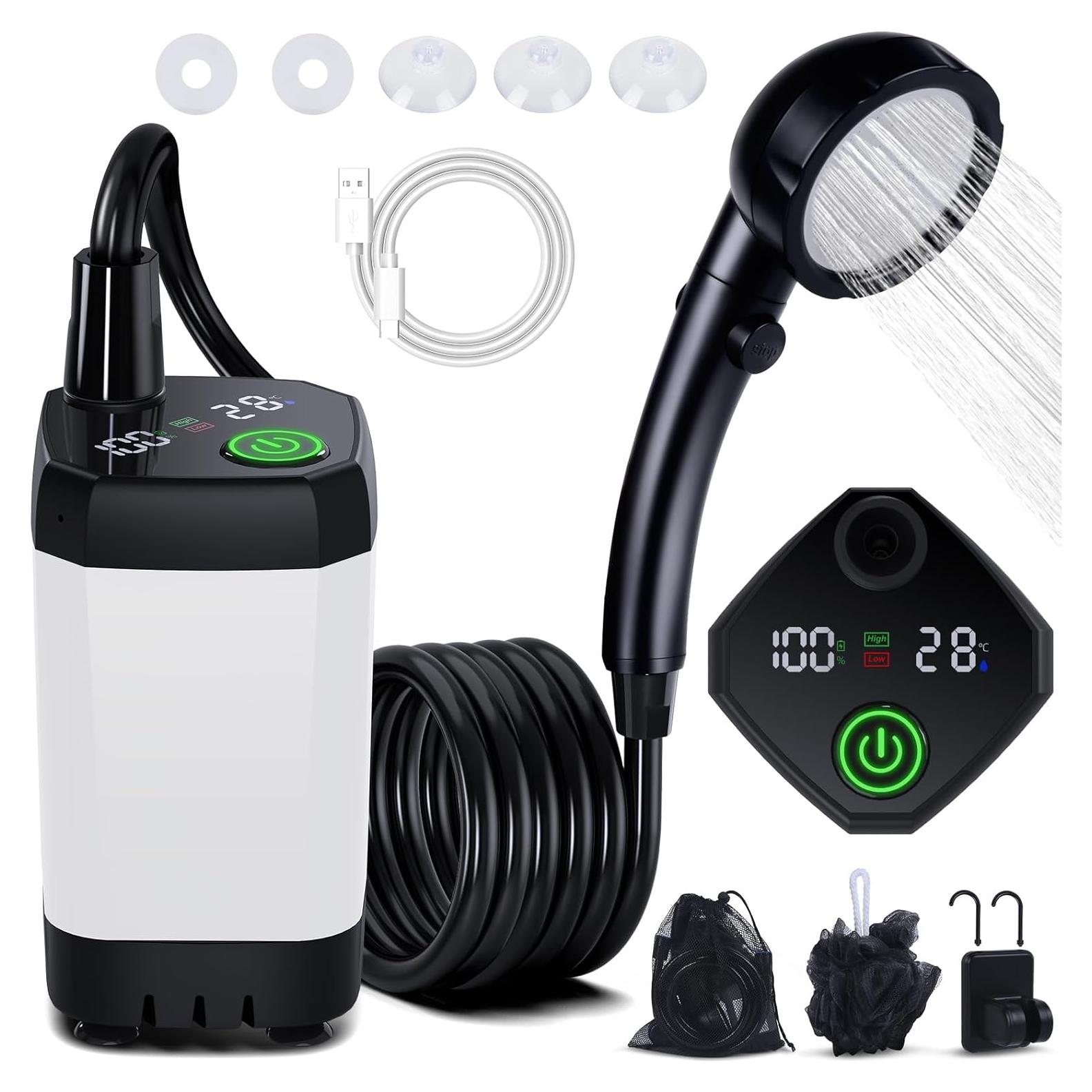 Ducha Portátil Spopal 6000mAh Camping Recargable LED 4 Modos