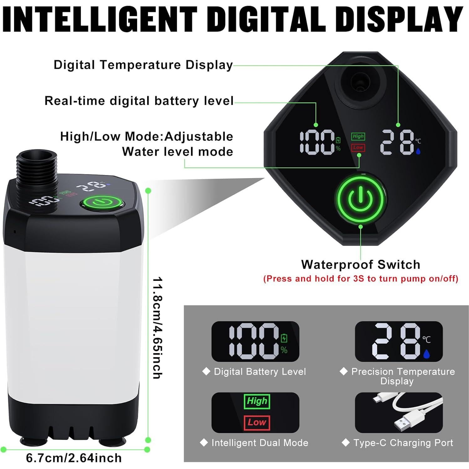 Ducha Portátil Spopal 6000mAh Camping Recargable LED 4 Modos