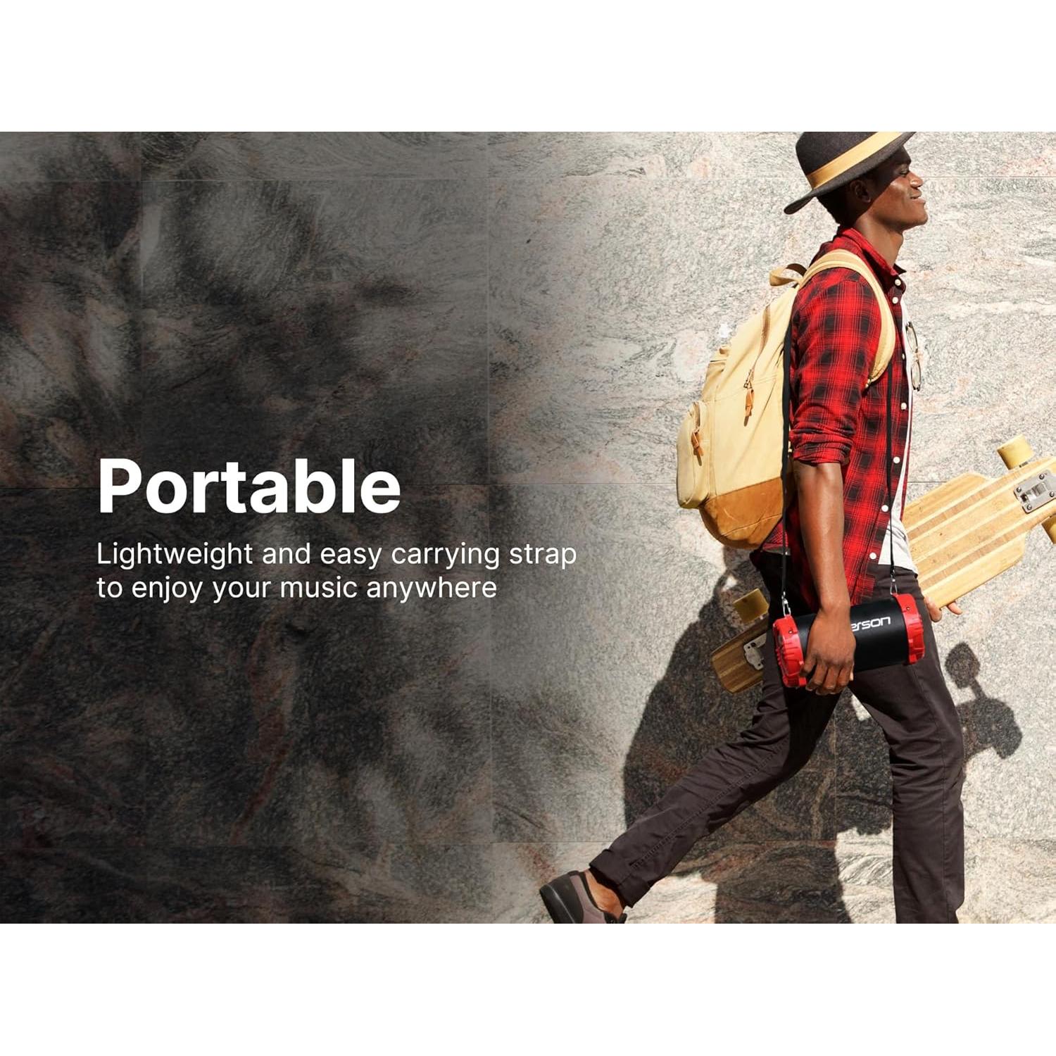 Altavoz Bluetooth Emerson EAS-3001 Portátil Rojo con LED