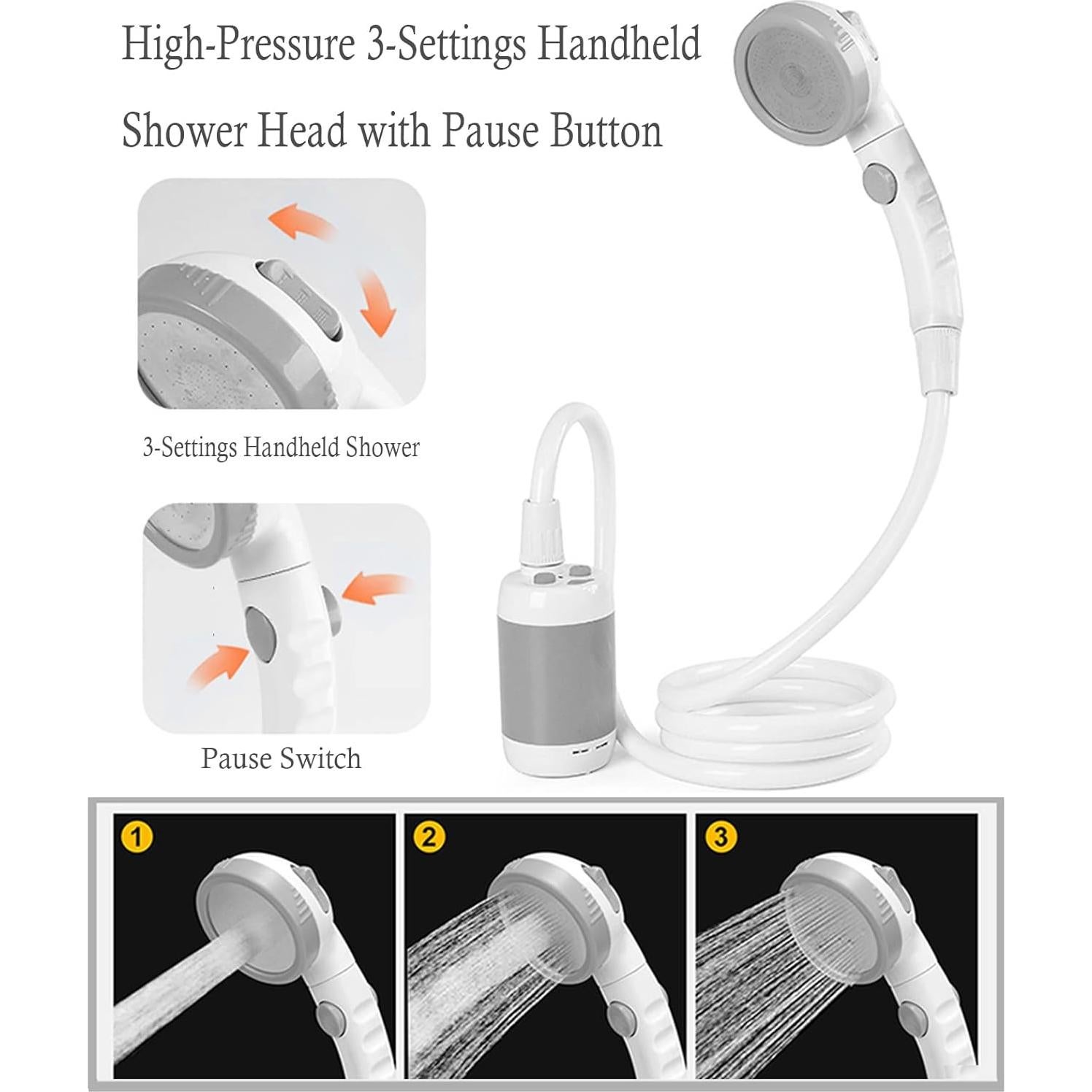 Ducha Portátil Eléctrica Martillo de Hierro 5000mAh