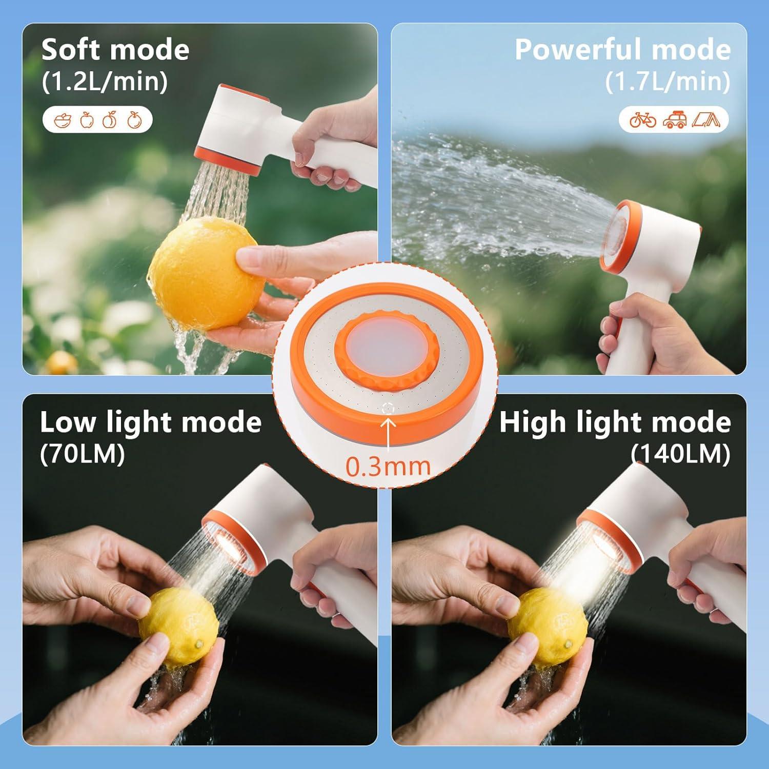 Ducha Portátil 2-en-1 NEBELTREKK con Luz y Filtro 20L