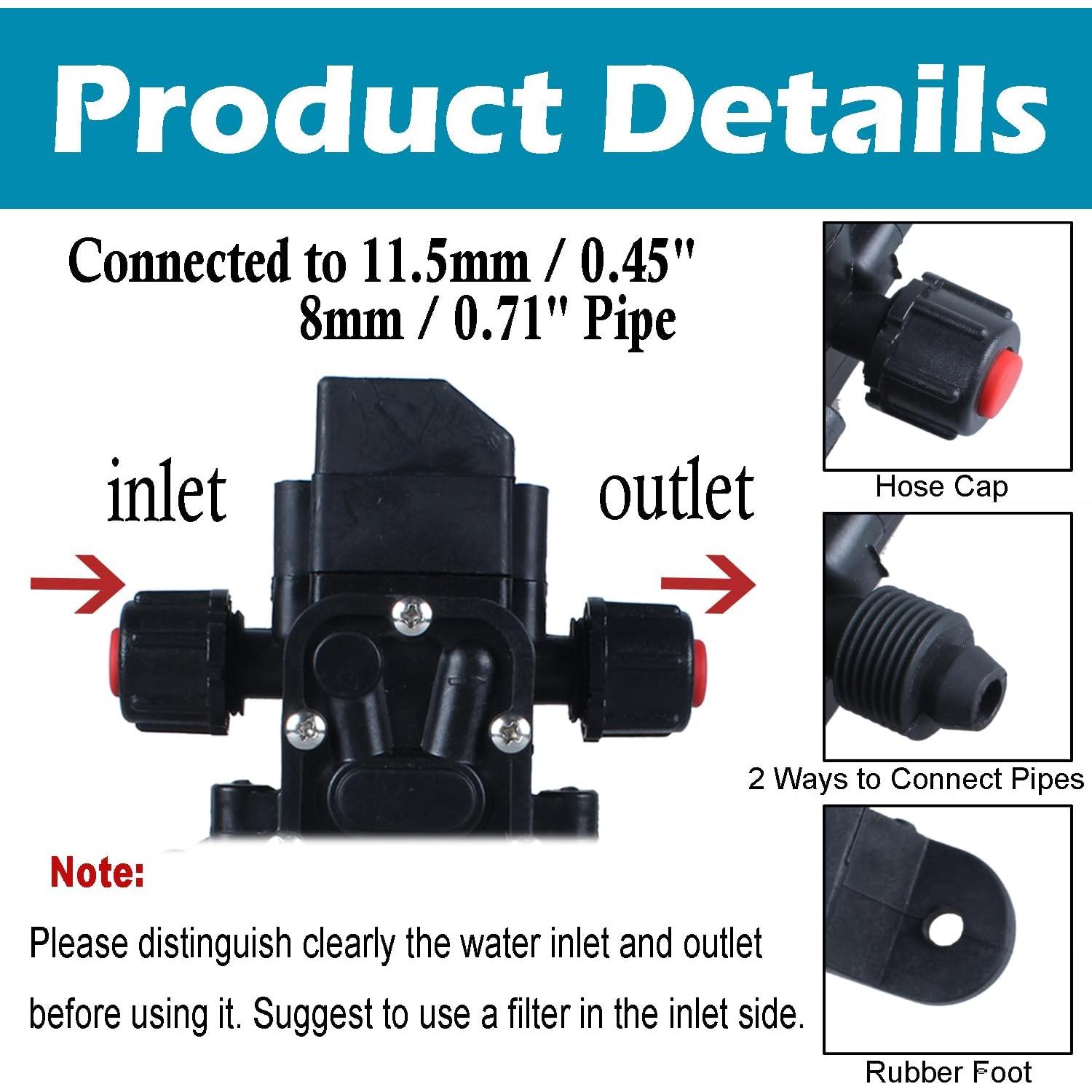 Bomba de Pulverización de Agua DIANQI 12V 70W Autocebante 6L/min