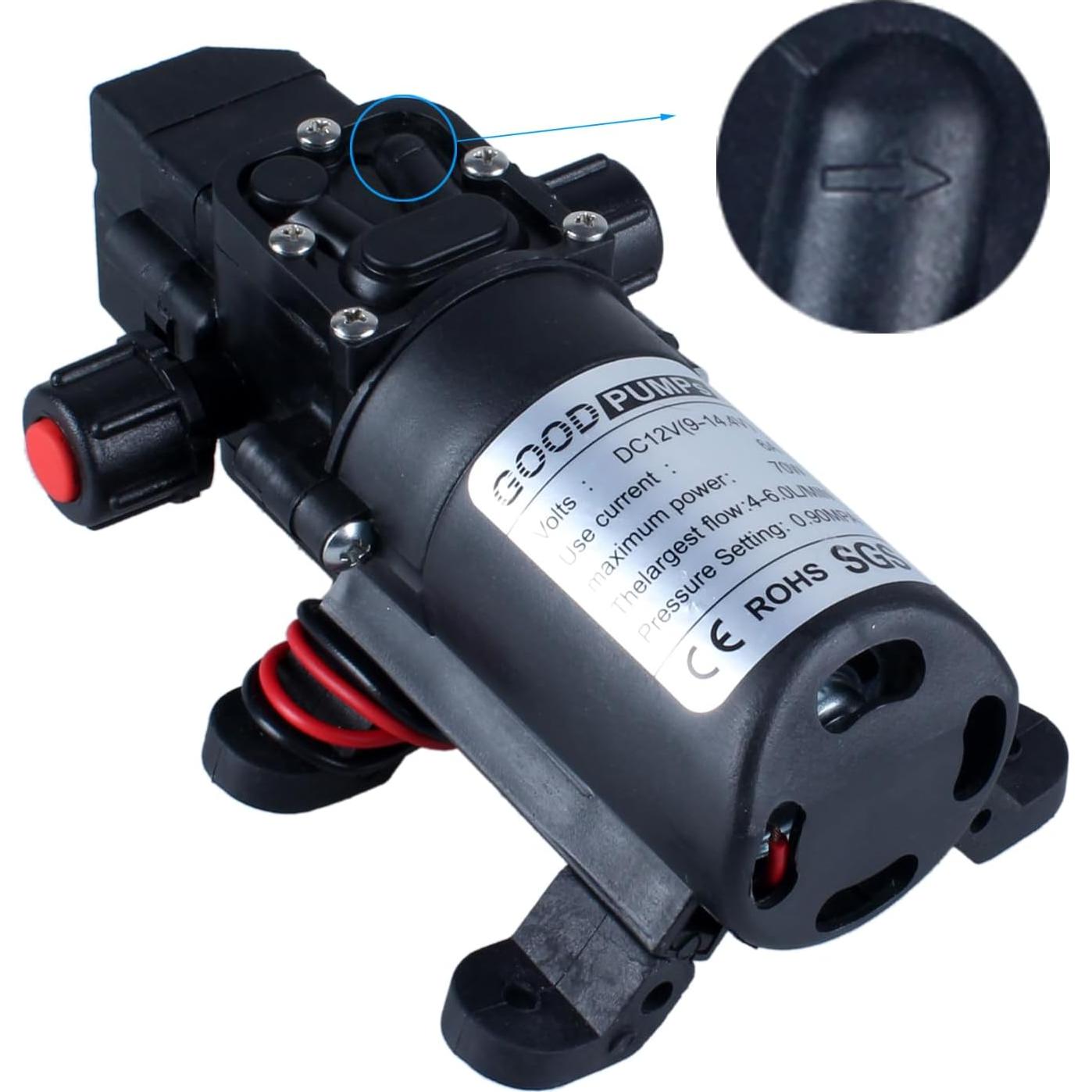 Bomba de Pulverización de Agua DIANQI 12V 70W Autocebante 6L/min