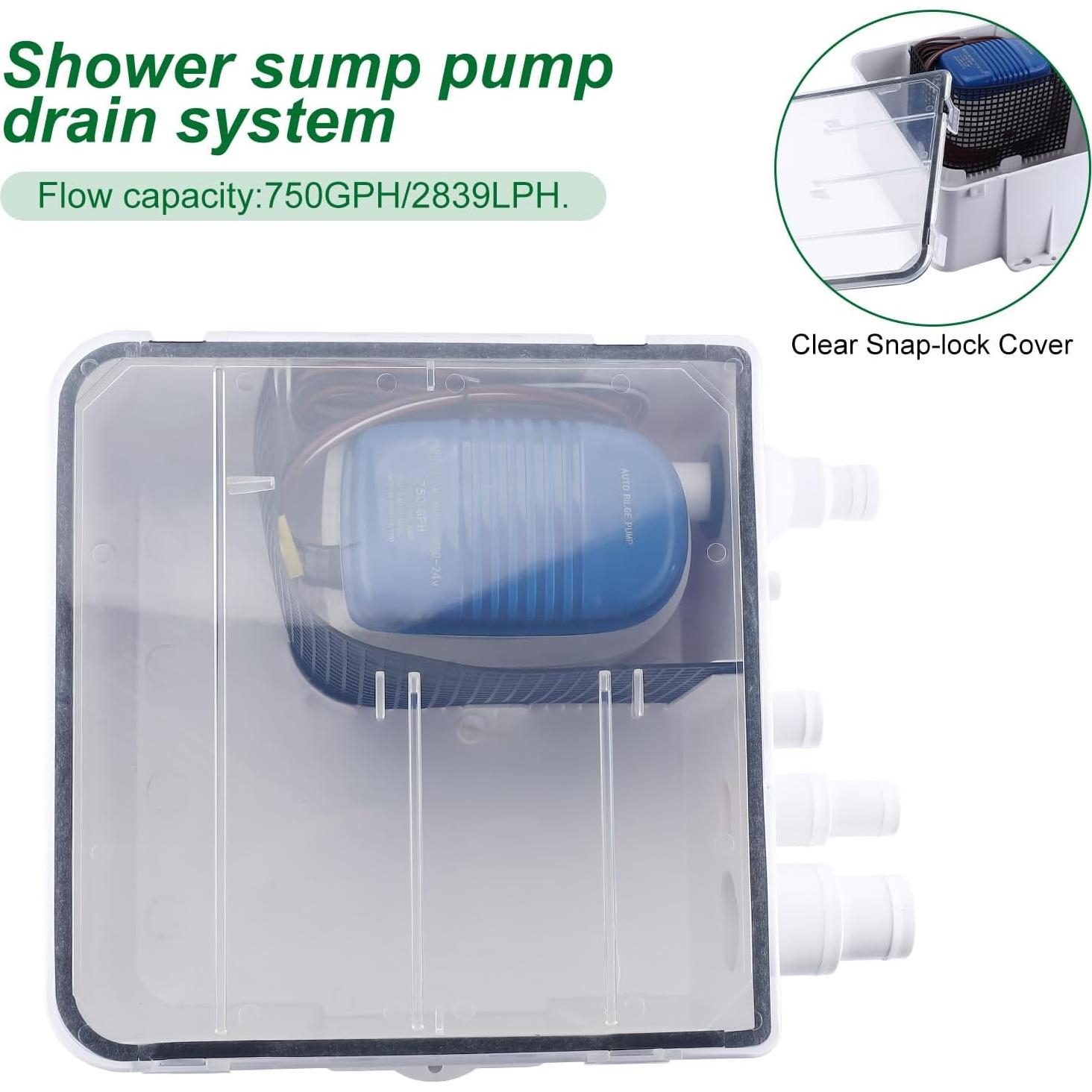 Bomba de Drenaje de Ducha Marina NovelBee 750 GPH 24V