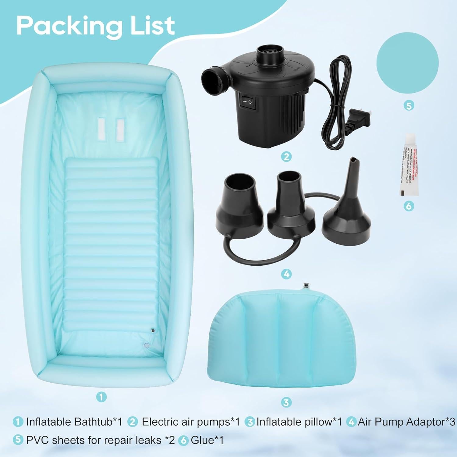 Tina Inflable Médica Kelegaan 195x90 cm con Bomba Eléctrica