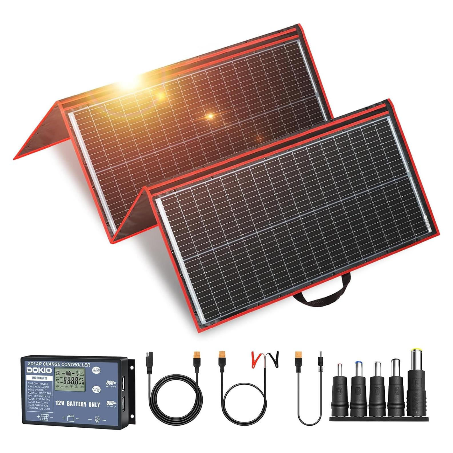 Panel Solar Portátil DOKIO 300W Plegable con Controlador USB